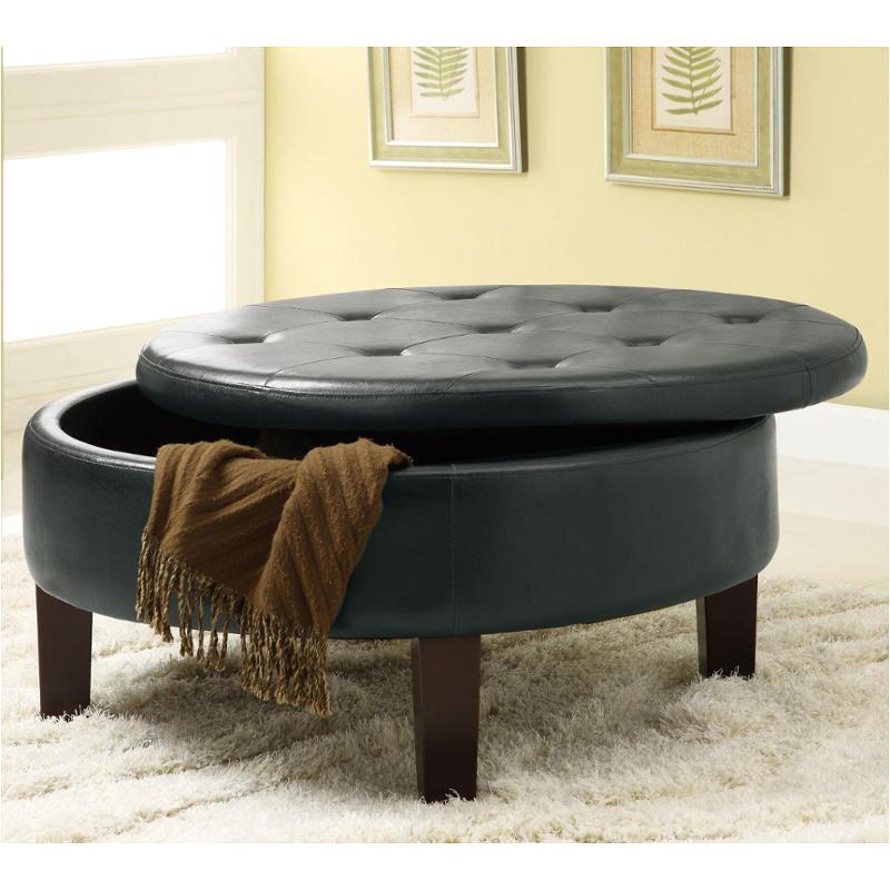 Reginald Round Tufted Upholstered Storage Ottoman Dark Brown