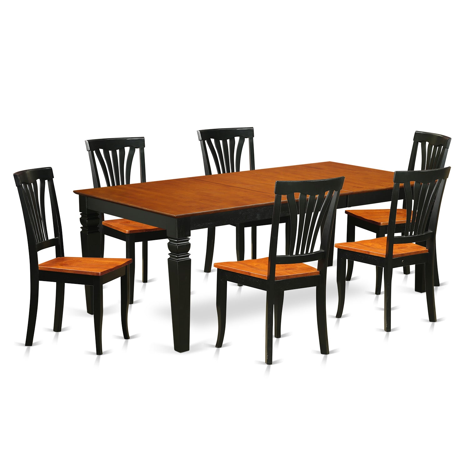 LGAV7-BCH-W 7 Pc Dinette set with a Table and 6 Dining Chairs in Black and Cherry
