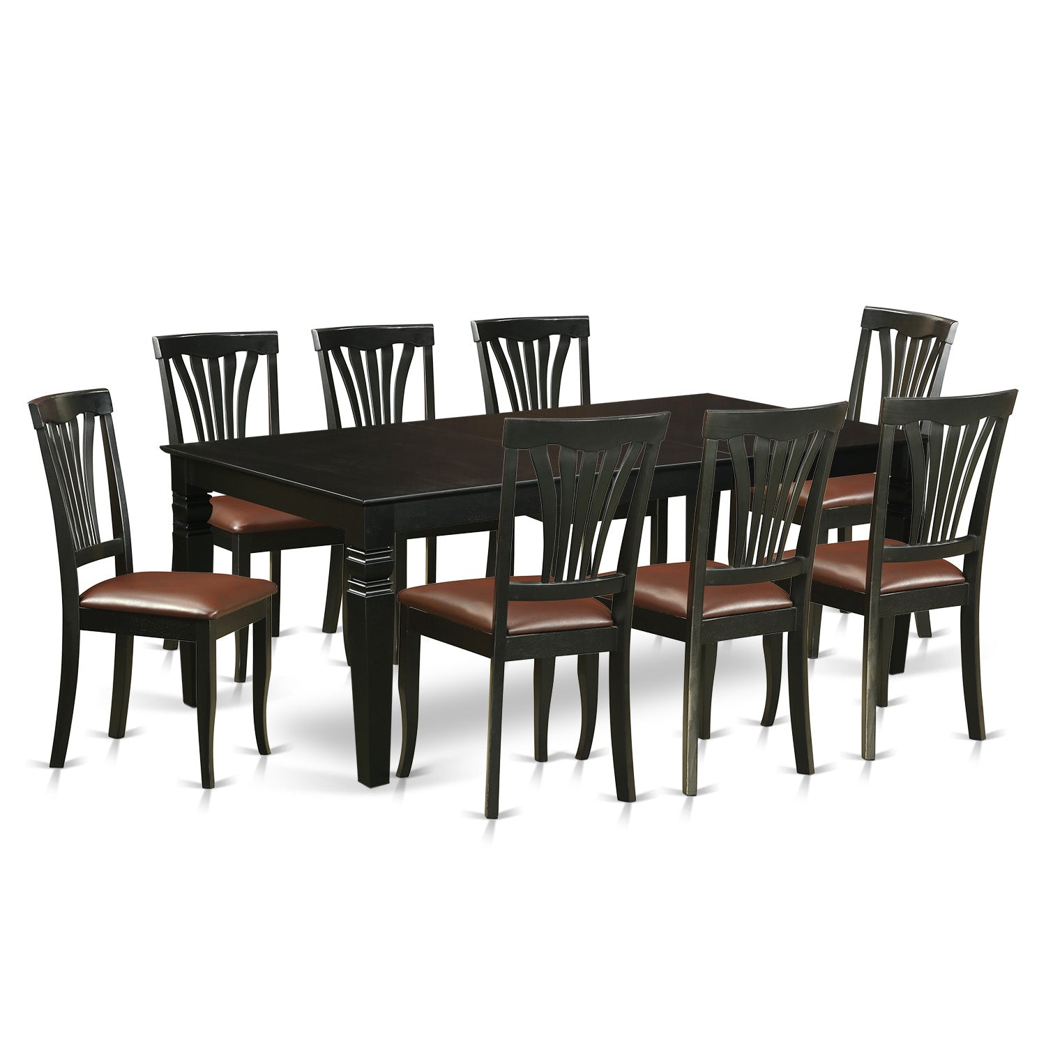 LGAV9-BLK-LC 9 Pc Dinette set with a Kitchen Table and 8 Leather Dining Chairs in Black