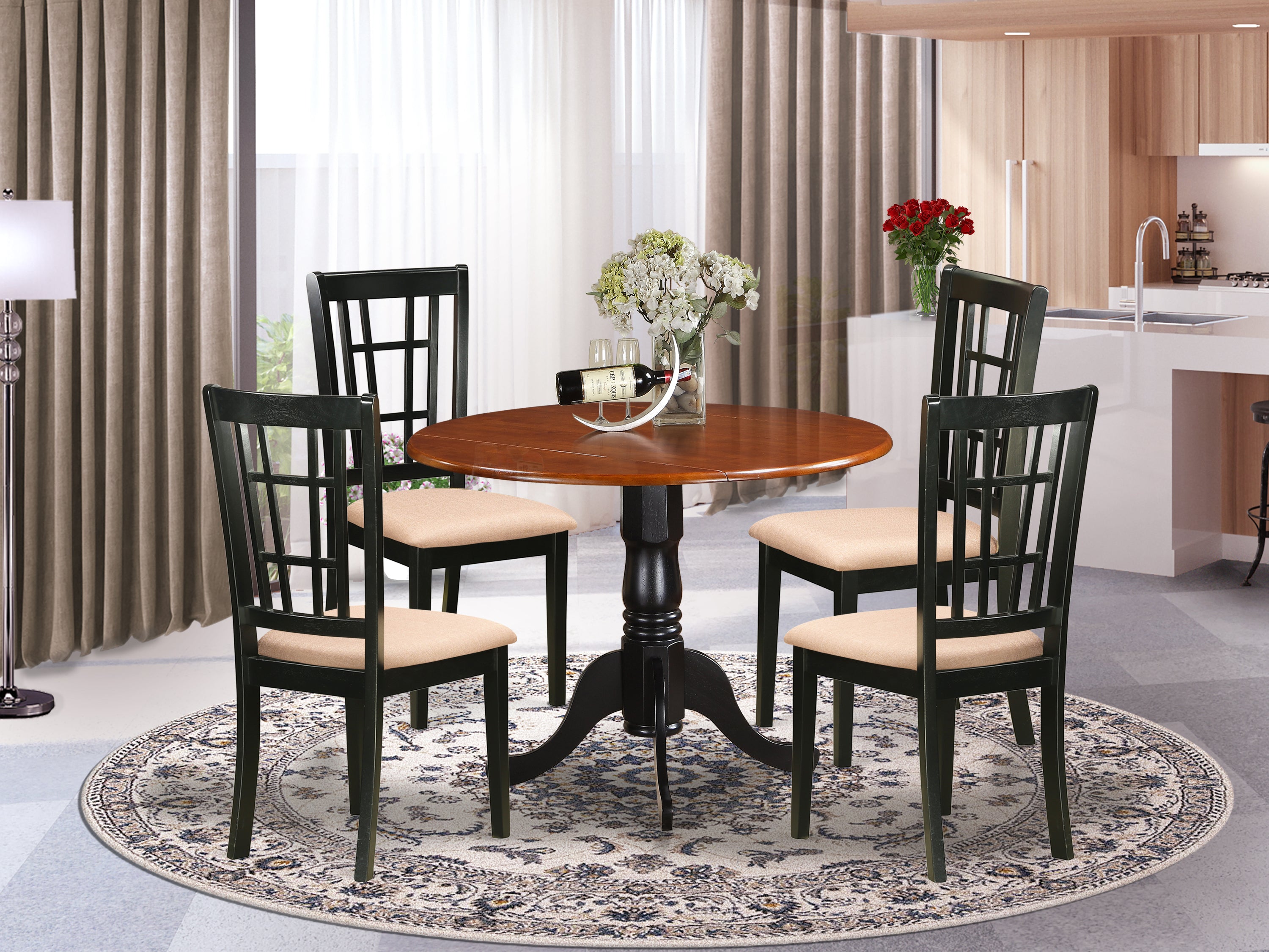 DLNI5-BCH-C 5 PC Kitchen Table set-Dining Table and 4 Wood Kitchen Chairs
