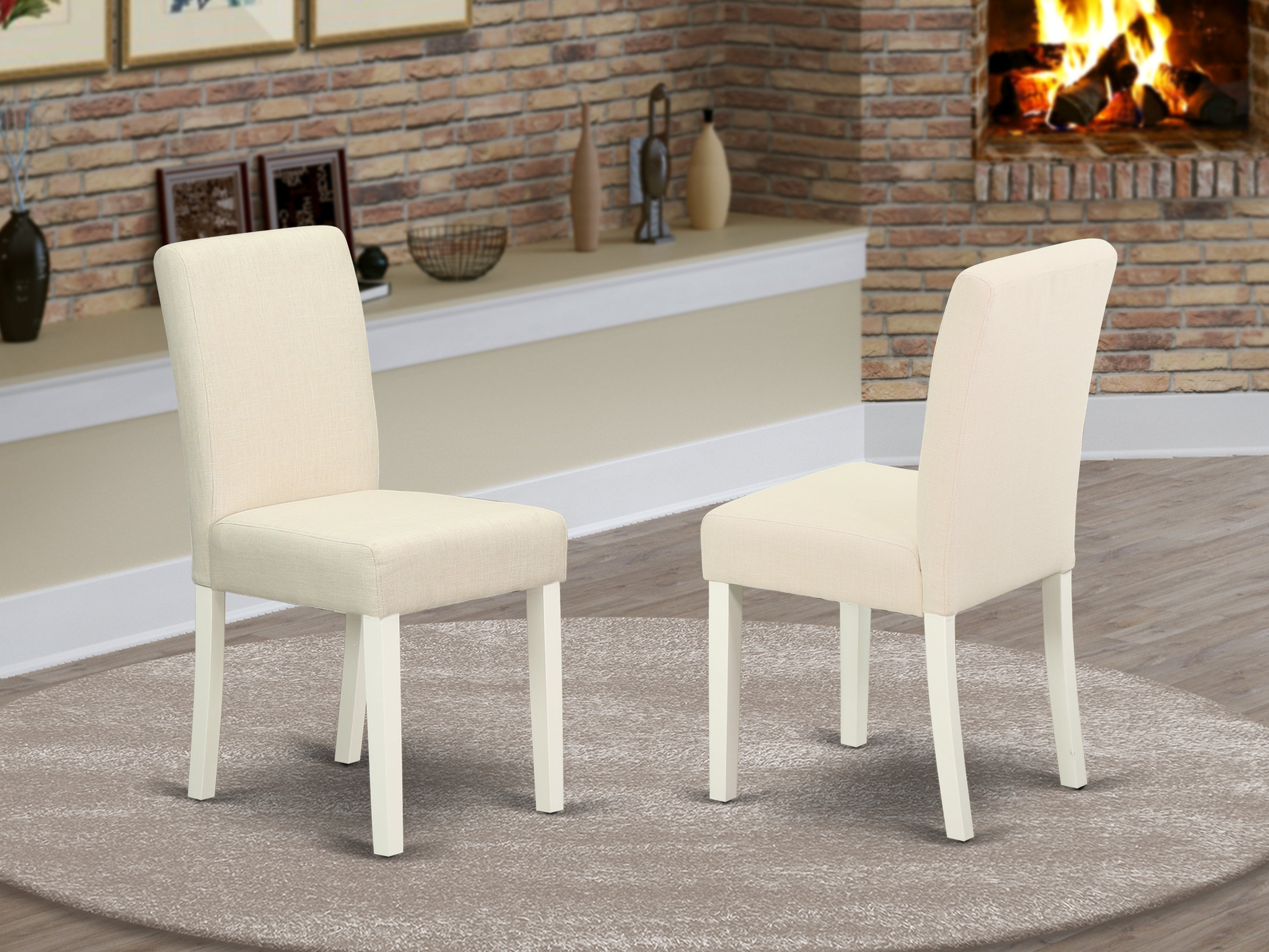 ABP2B02 Abbott parson Chair with Linen White Finish Leg and Linen fabric-Light Beige Color