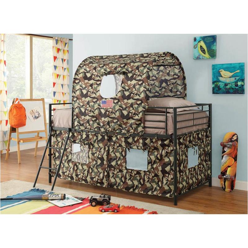 Camouflage Tent Loft Bed with Ladder Army Green