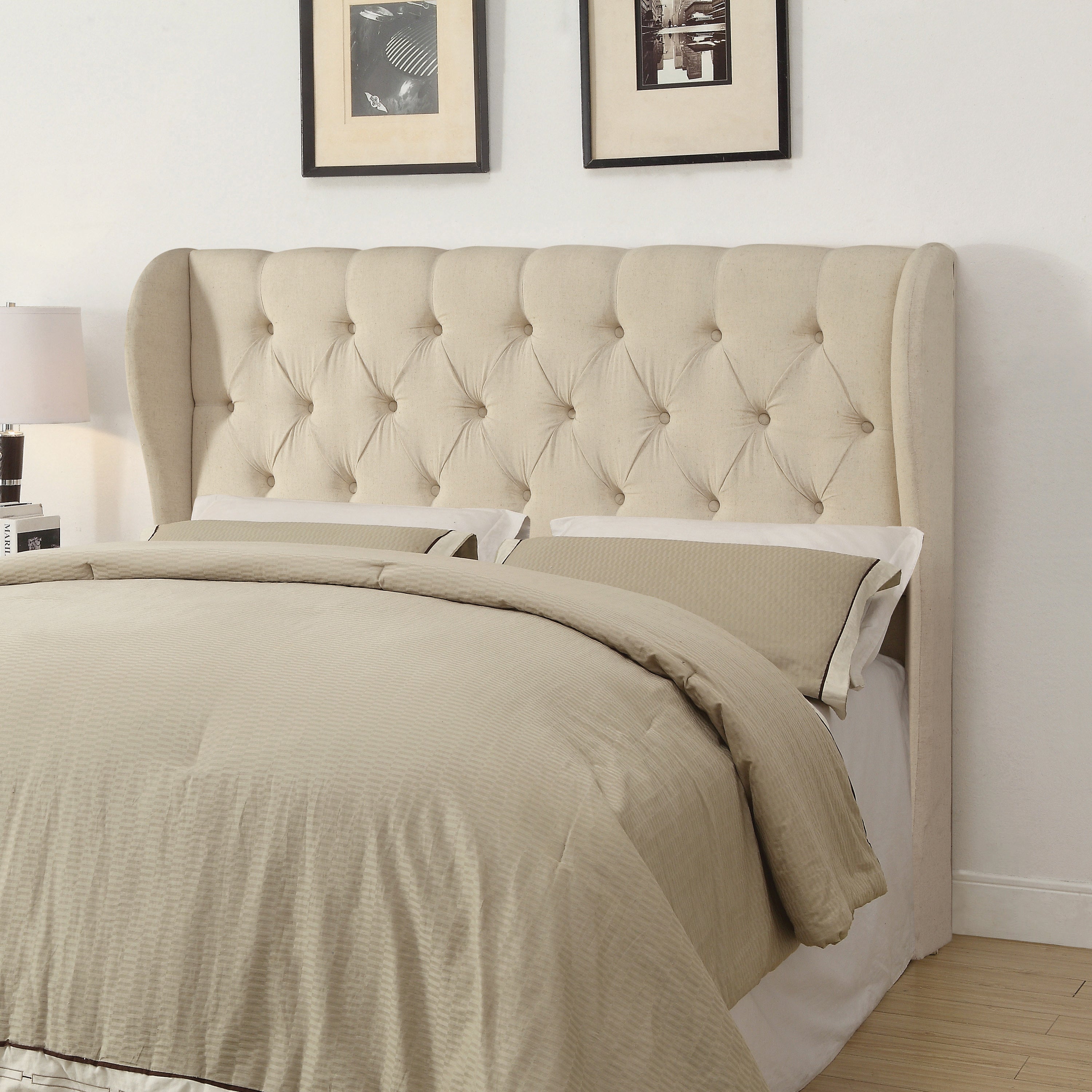 Murrieta Queen / Full Tufted Upholstered Headboard Beige