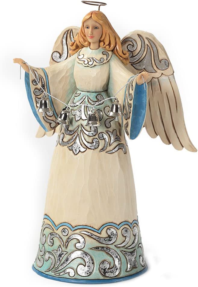 Jim Shore Heartwood Creek Blue/Silver Angel with Bells Figurine