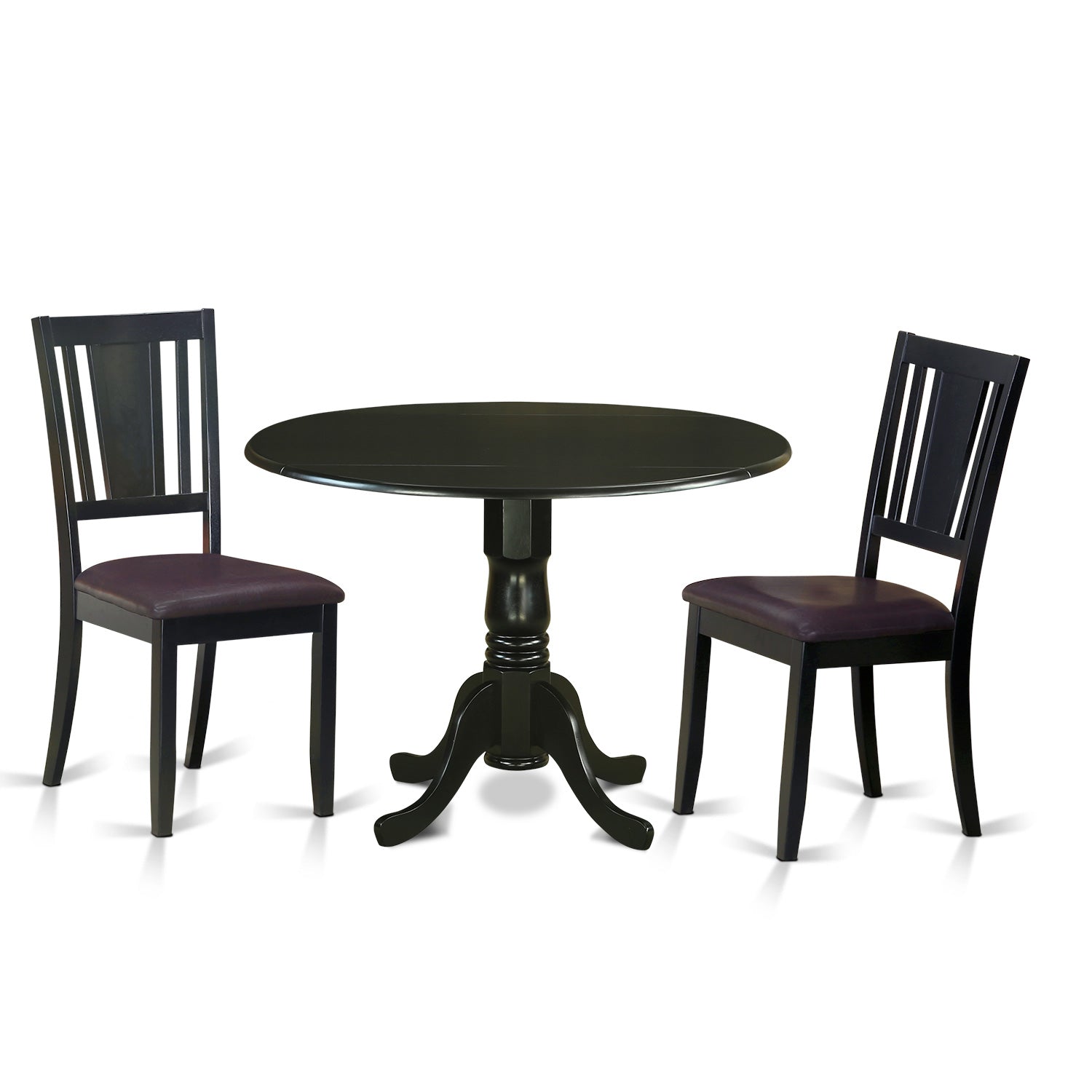 DLDU3-BLK-LC 3 Pc Kitchen Table set for 2-Dinette Table and 2 Kitchen Chairs