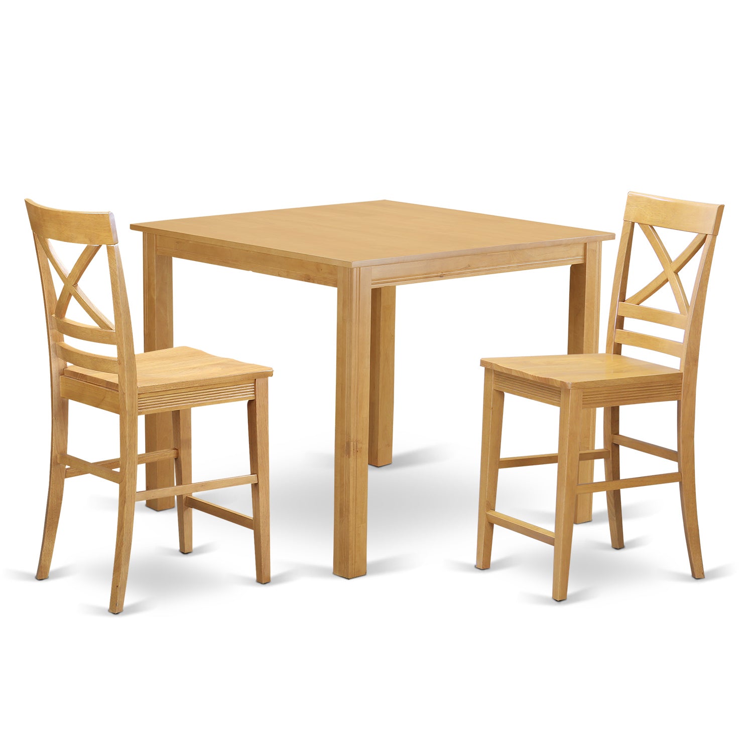 CFQU3-OAK-W 3 Pc counter height pub set - high top Table and 2 Kitchen Dining Chairs.
