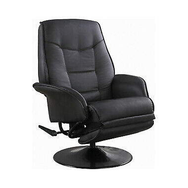 Coaster Swivel Recliner With Leatherette Flared Arm Black 7501