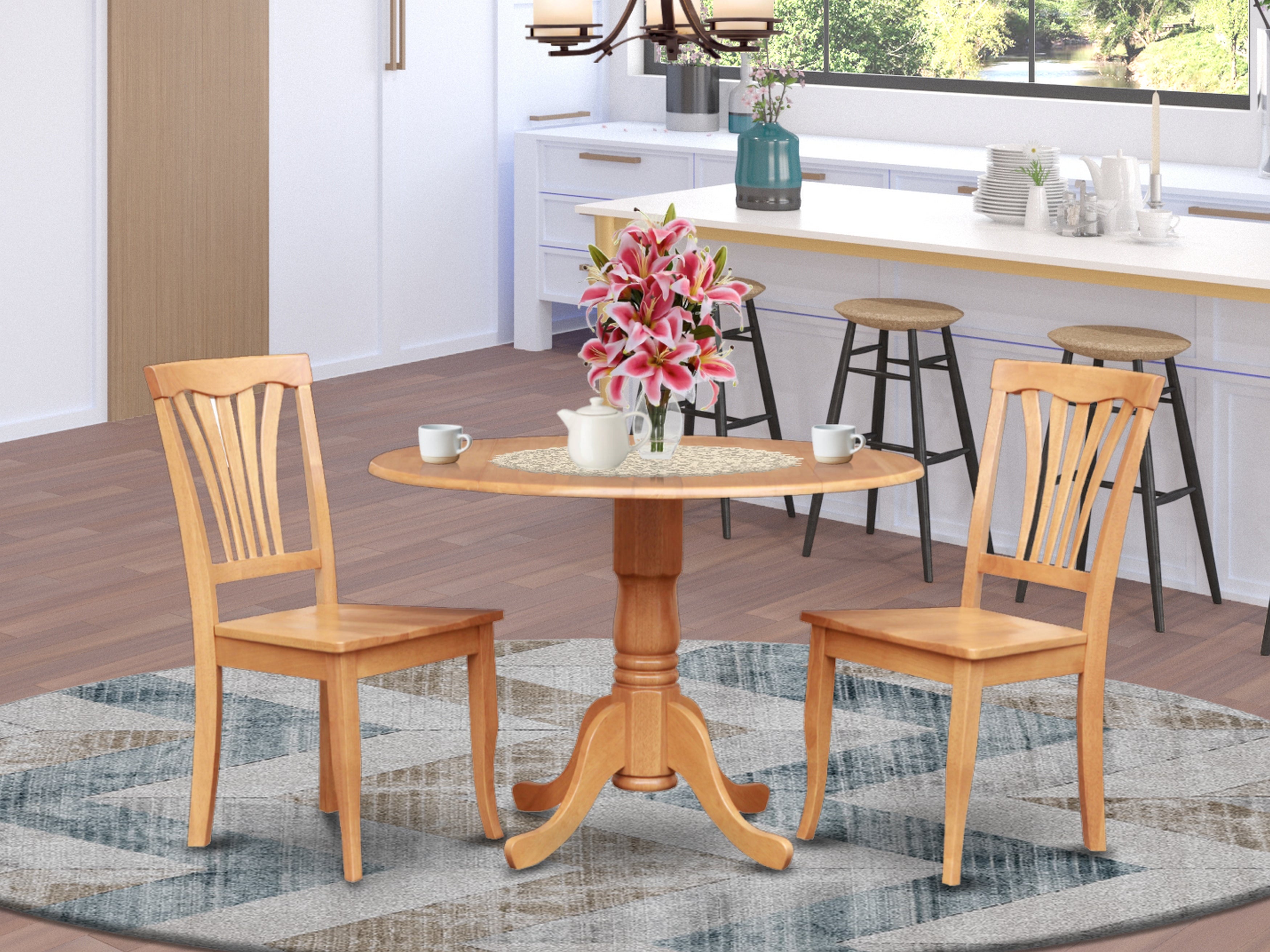 DLAV3-OAK-W 3 Pc Kitchen nook Dining set-Kitchen Table and 2 Dining Chairs