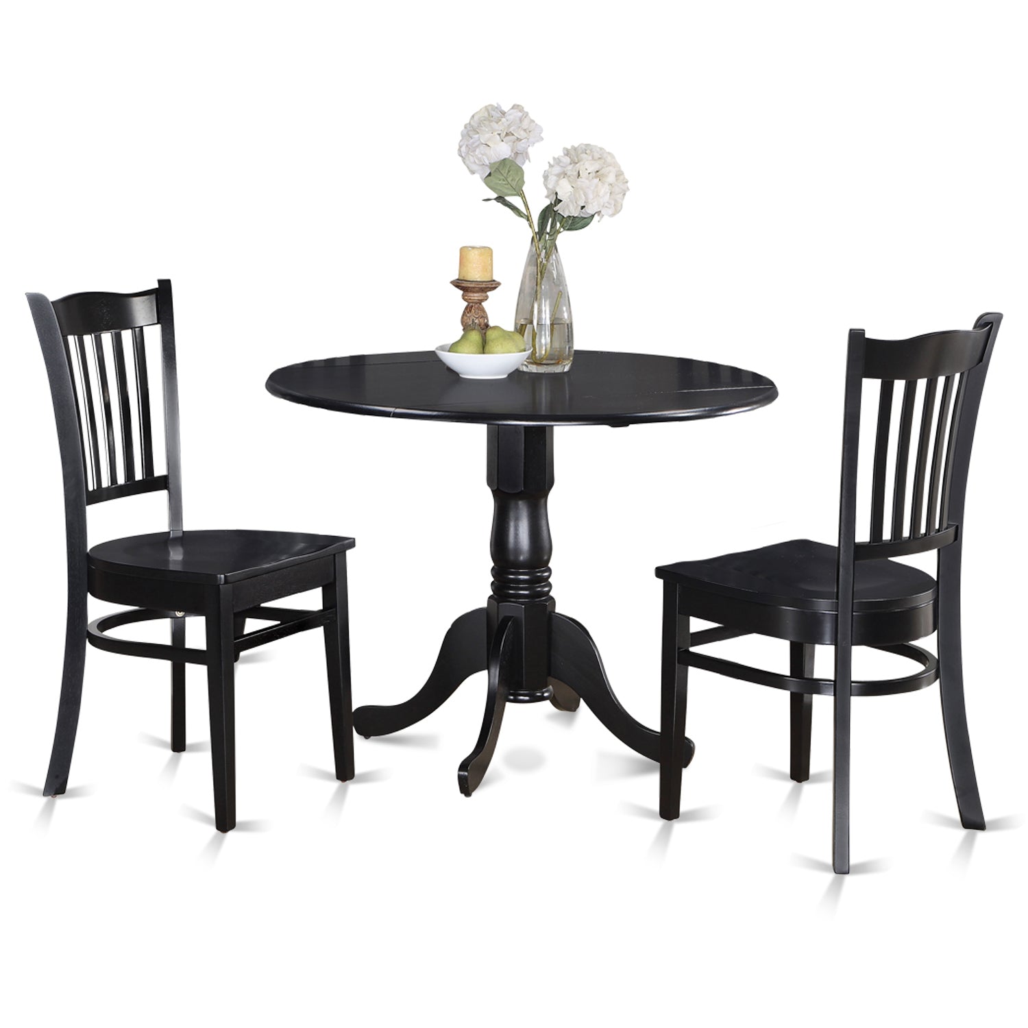 DLGR3-BLK-W 3 PC small Kitchen Table and Chairs set-round Kitchen Table and 2 dinette Chairs