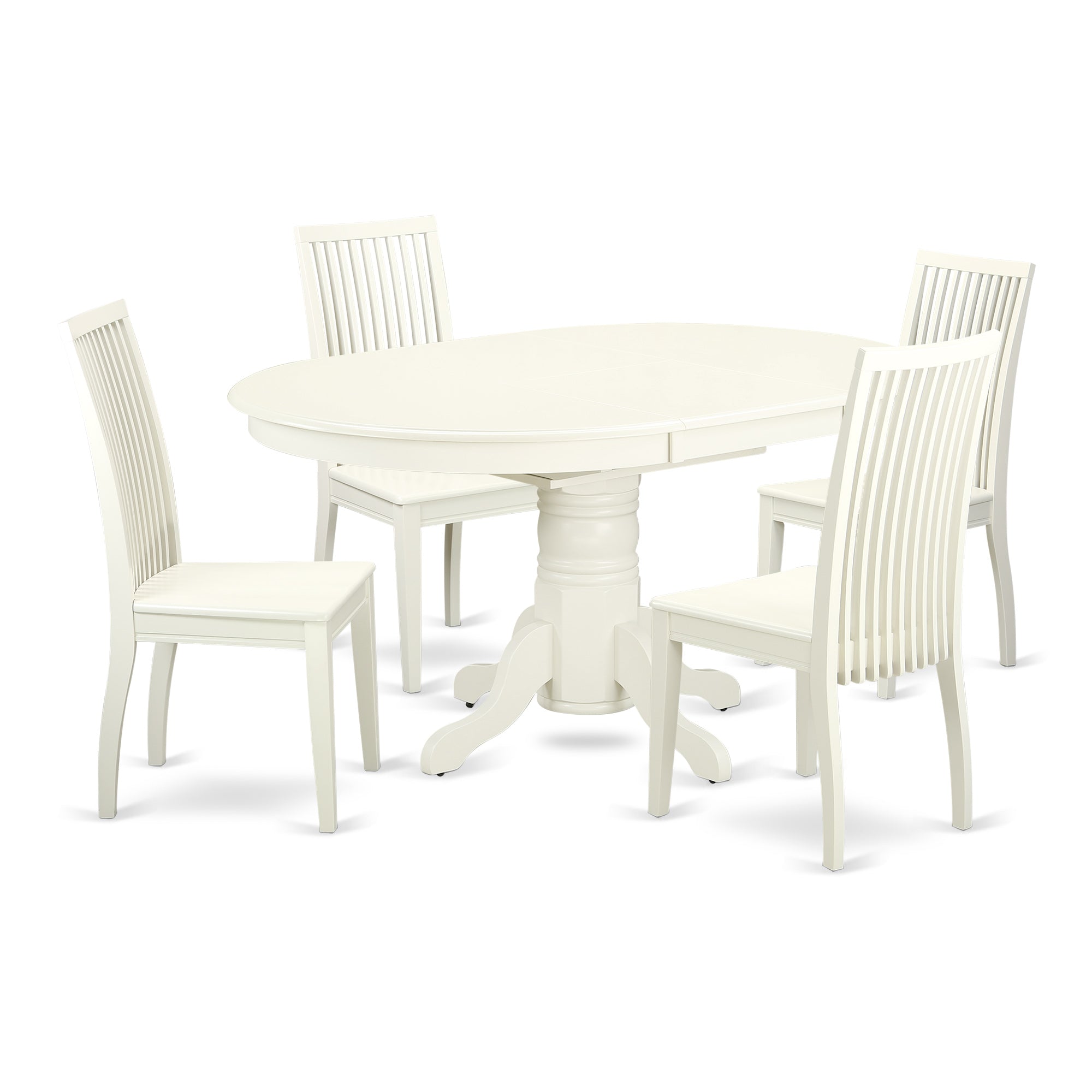 AVIP5-LWH-W 5 Pc Dining set with a Kitchen Table and 4 Wood Seat Kitchen Chairs in Linen White