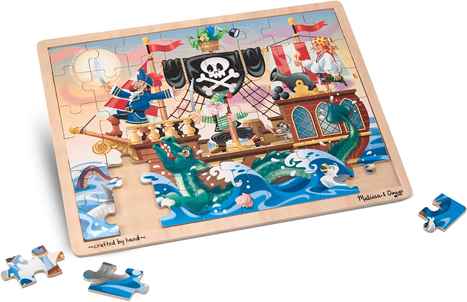 Melissa & Doug Pirates Wooden Jigsaw Puzzle With Storage Tray (48 pcs)