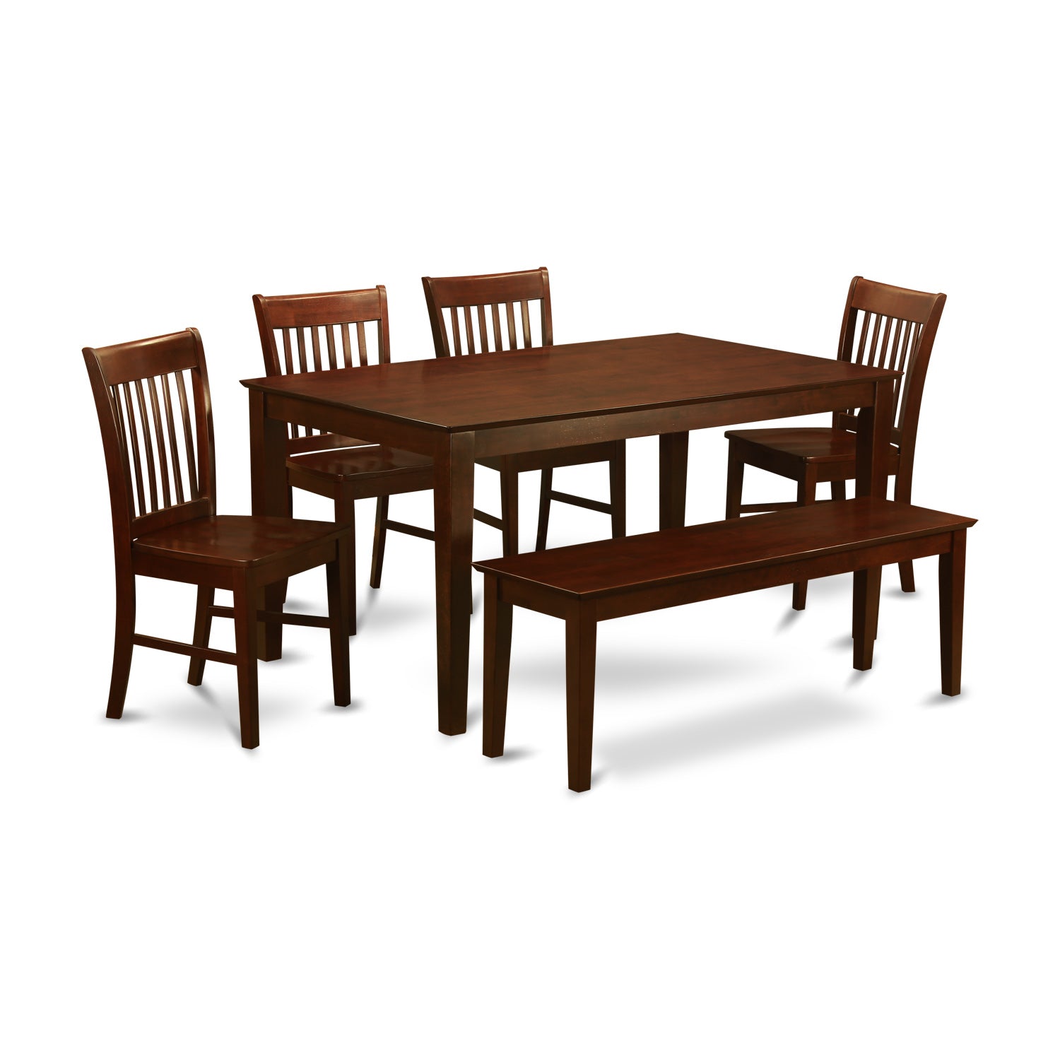 CANO6C-MAH-W 6 PC Dining set with bench-Dinette Table and 4 Kitchen Dining Chairs and Bench