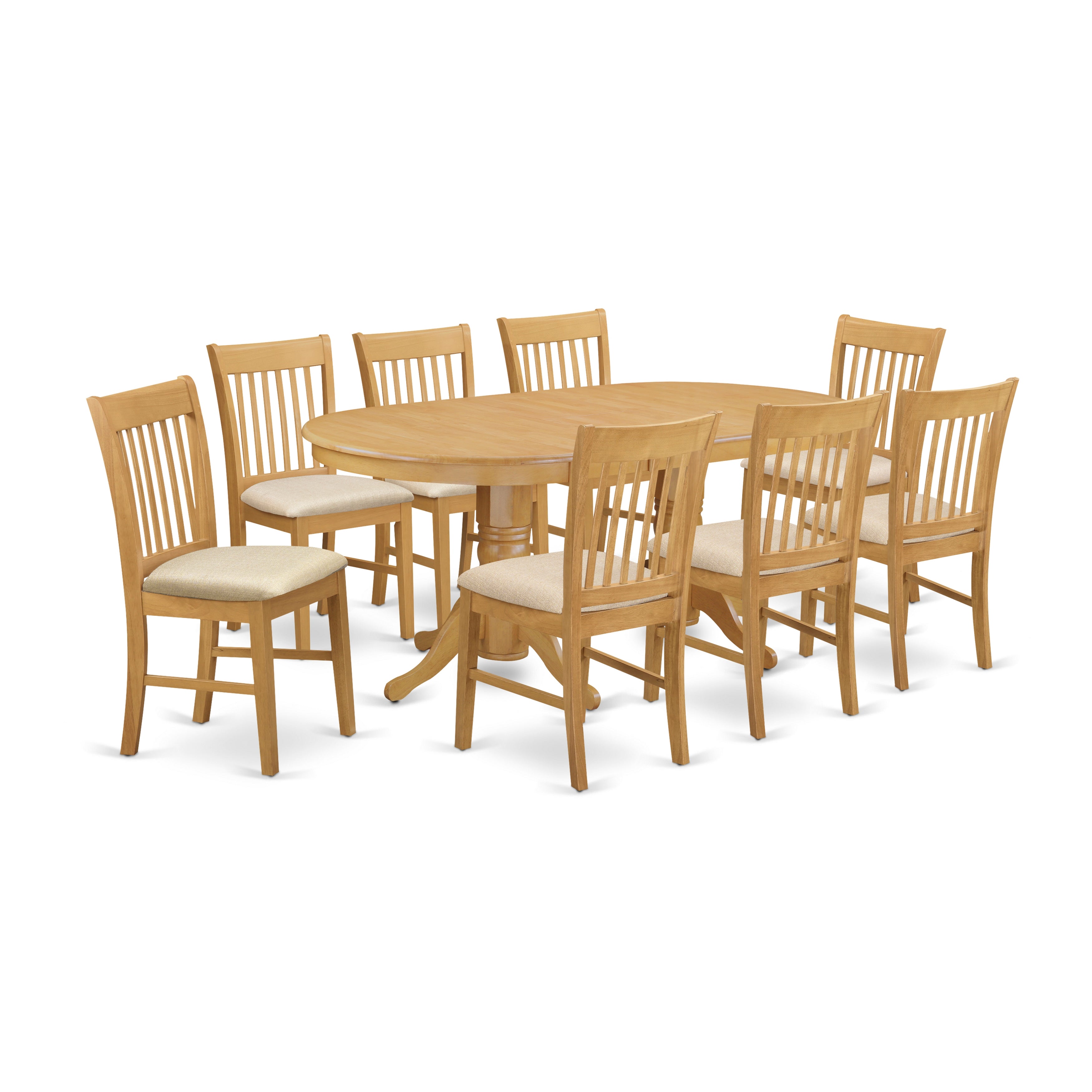VANO9-OAK-C 9 PC Table and Chairs set - Small Kitchen Table and 8 Dining Chairs
