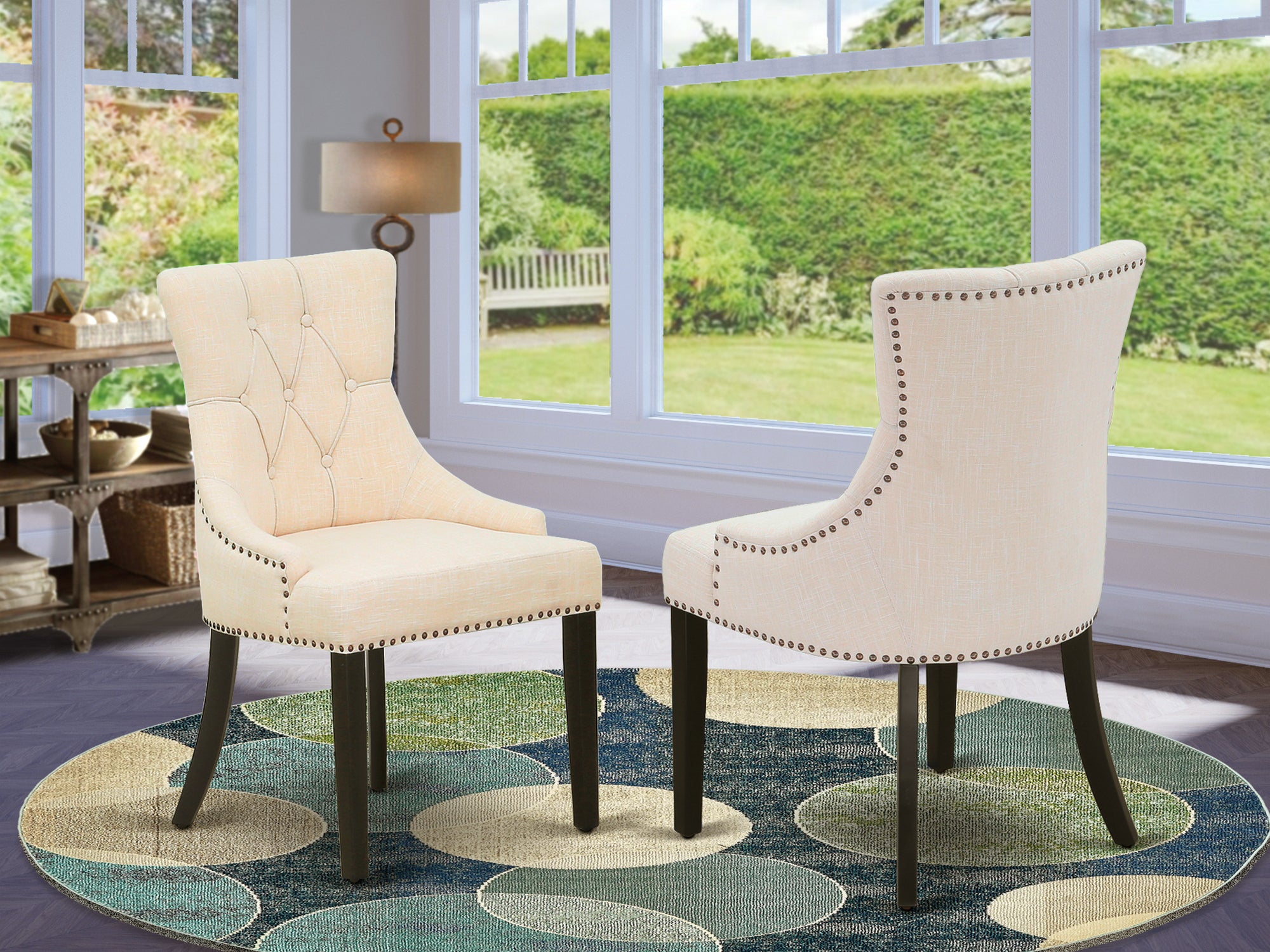 FRP1T02 Friona Parson Chair With Black Leg And Linen Fabric Light Beige