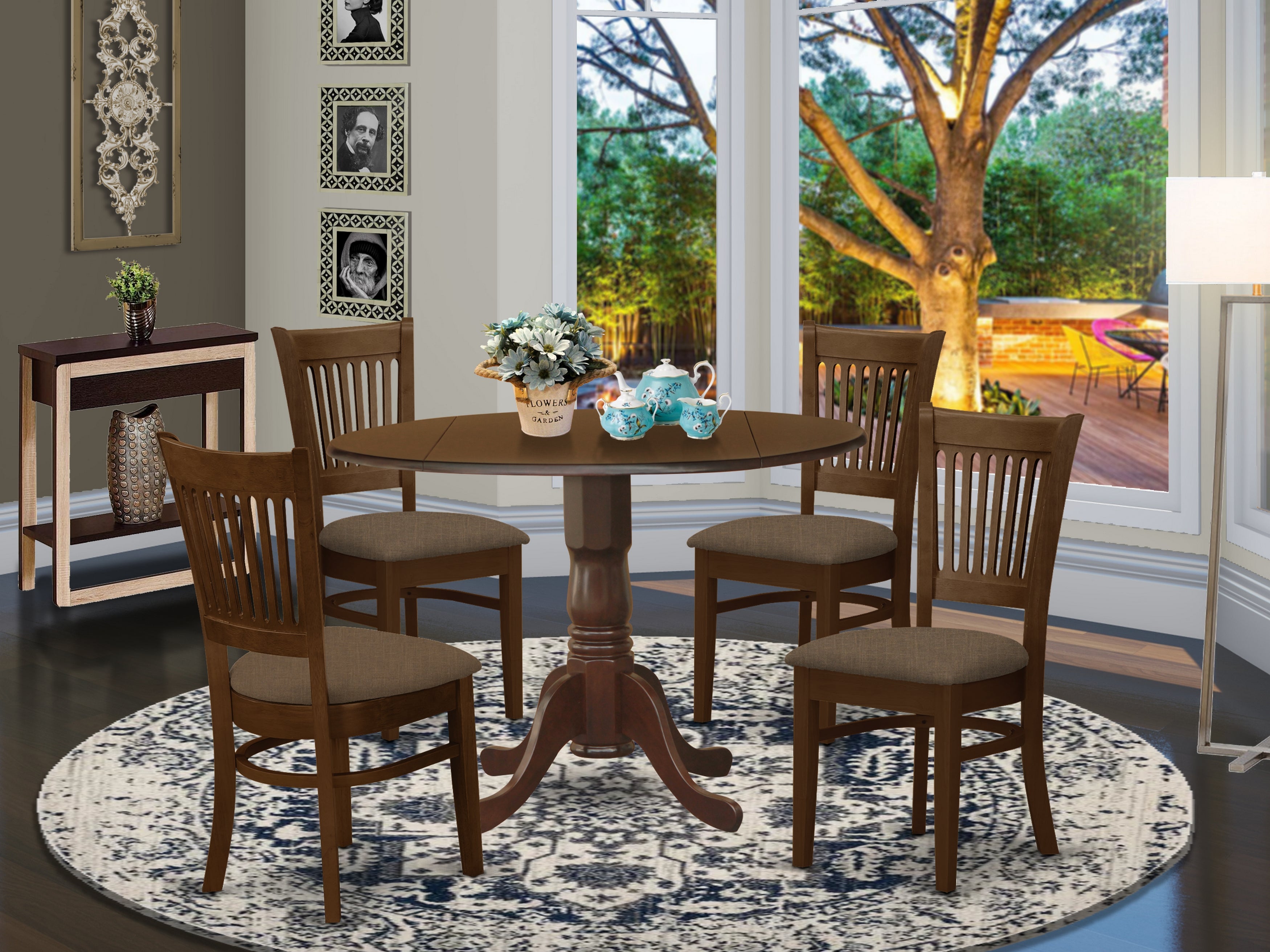 DLVA5-ESP-C 5 Pc set Dinette Table with 2 drop leaves and 4 Seat Chairs
