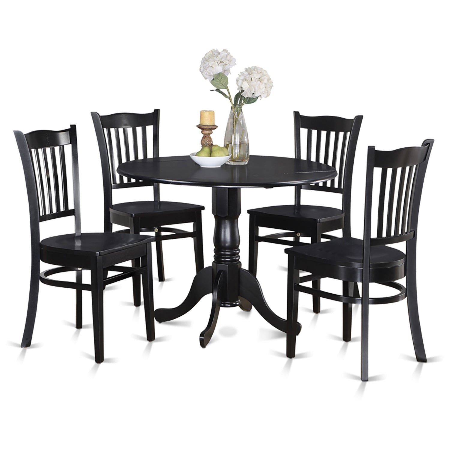 DLGR5-BLK-W 5 Pc Kitchen Table set-Table and 4 Kitchen Chairs