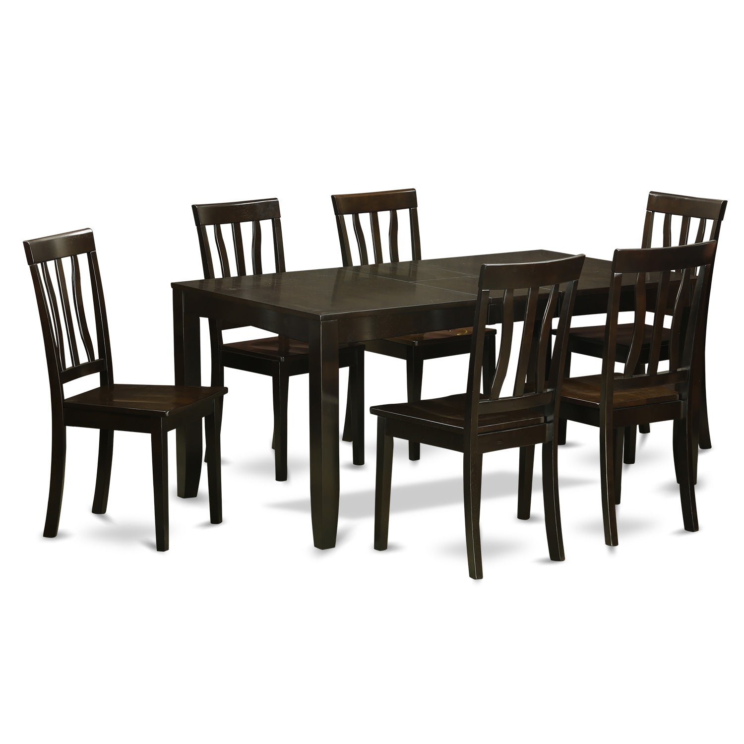 LYAN7-CAP-W 7 Pc Dining room set for 6-Dining Table with Leaf and 6 Kitchen Dining Chairs