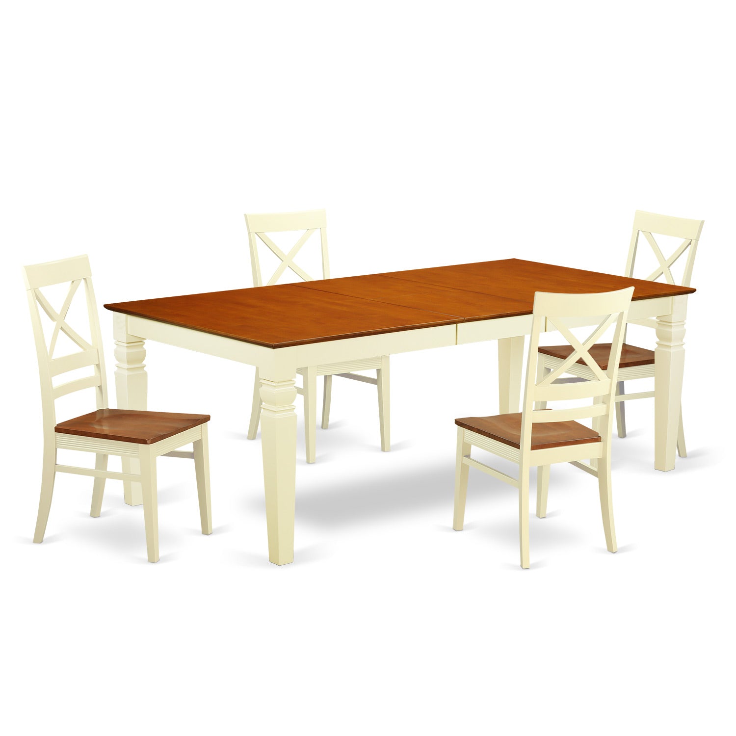 LGQU5-BMK-W 5 Pc Dining room set with a Dining Table and 4 Kitchen Chairs in Buttermilk and Cherry
