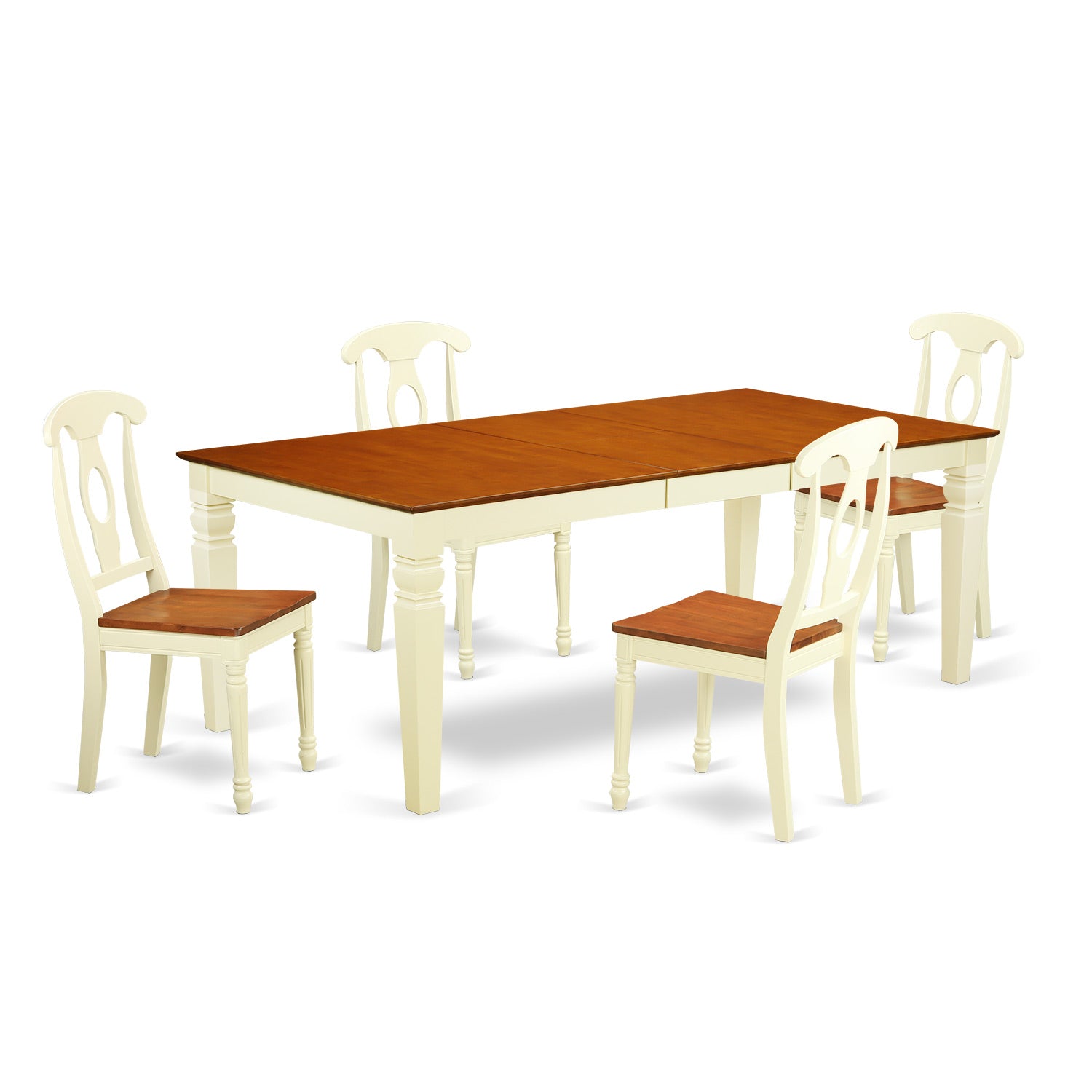 LGKE5-BMK-W 5 Pc Kitchen Table set with a Table and 4 Dining Chairs in Buttermilk and Cherry