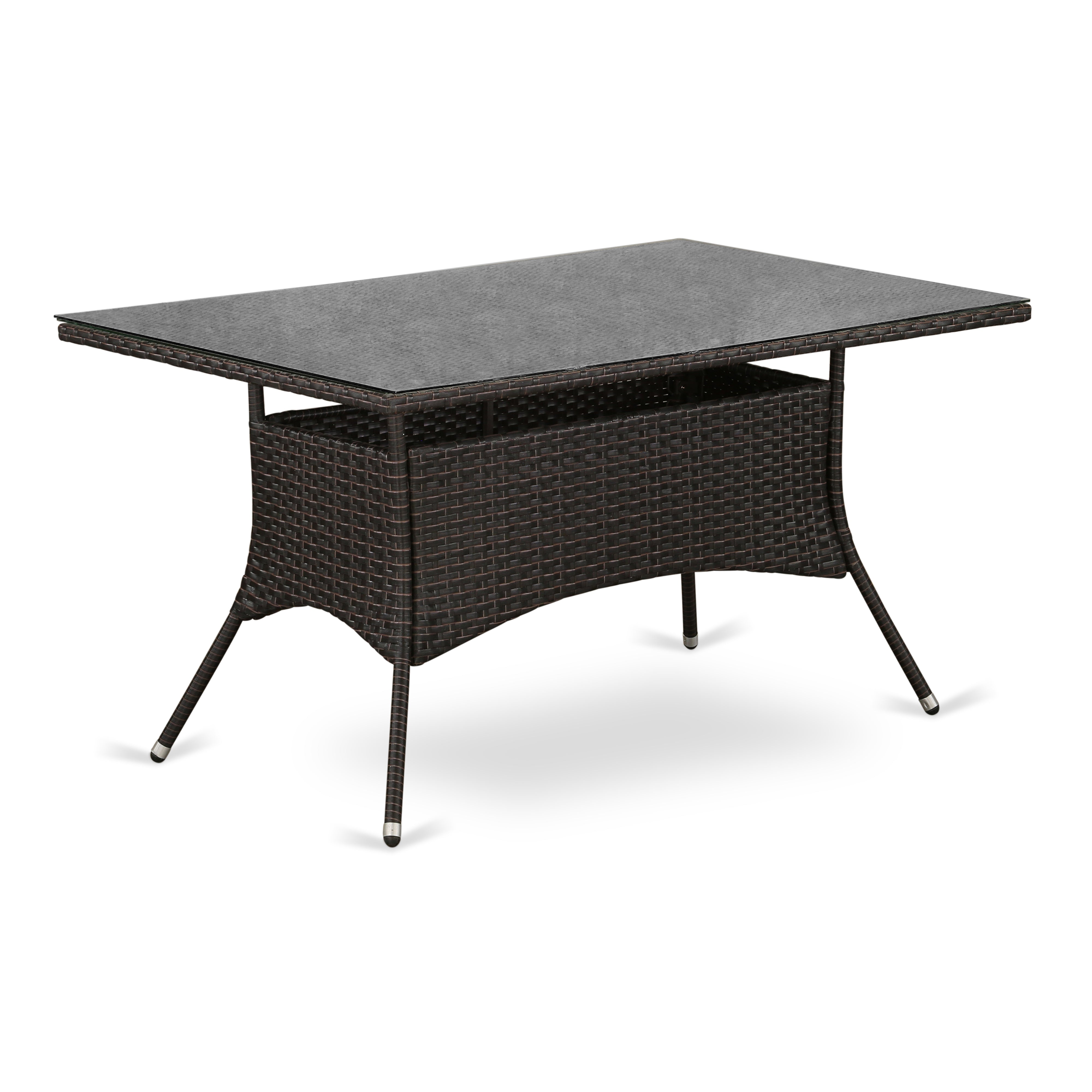 HVLTG63S Outdoor-Furniture Wicker Patio Table in Dark Brown Finish