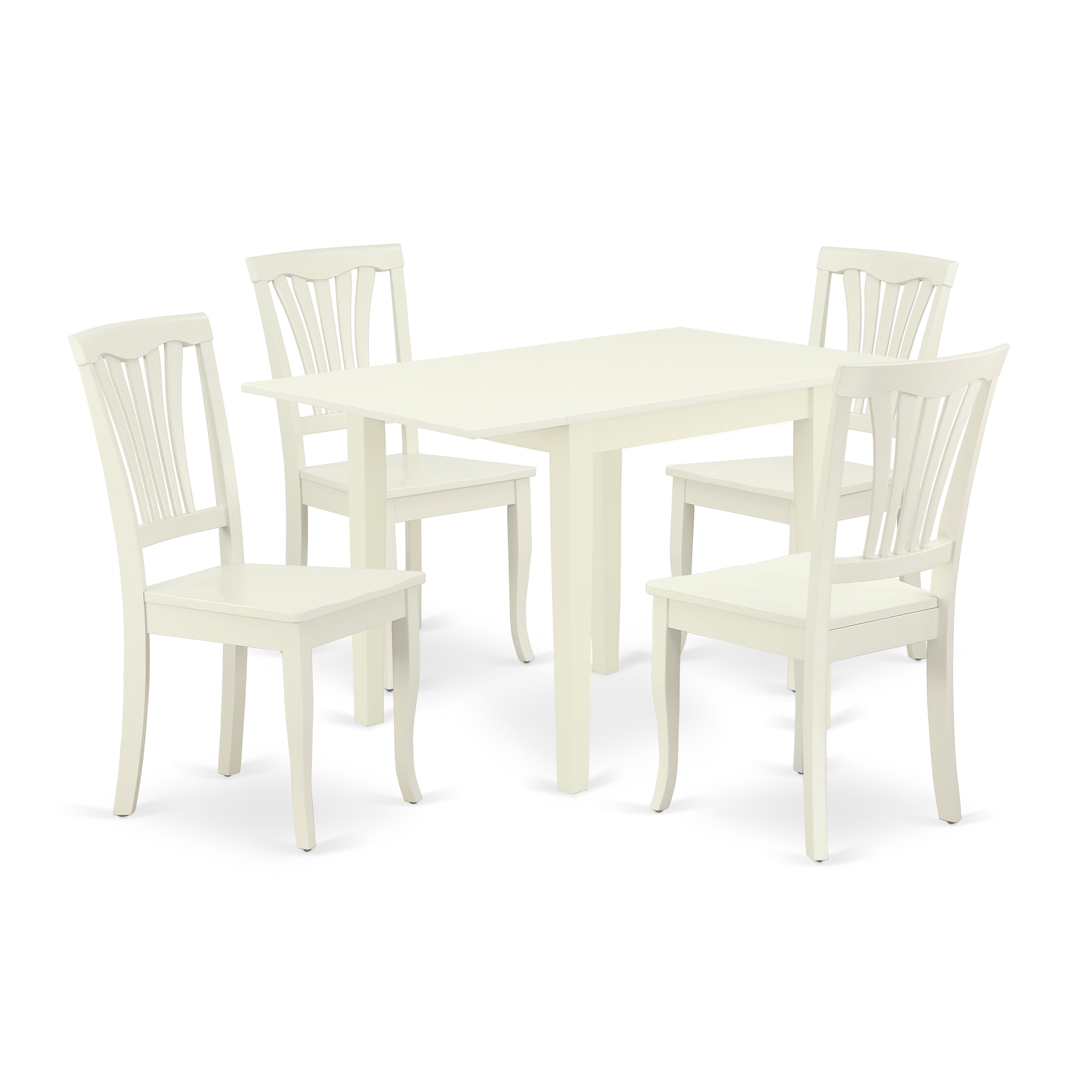 East West Furniture NDAV5-LWH-W Dining Set 5 Pc- 4 Marvelous Kitchen Dining Chairs and an Eye-catching Wooden Dining Table - Linen White Finish Wooden Chair Seat - Linen White Finish Hardwood Structure.