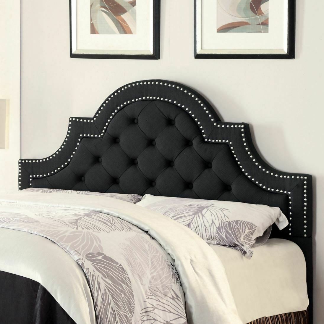 Coaster Ojai Queen Full Tufted Nailhead Upholstered Headboard Black