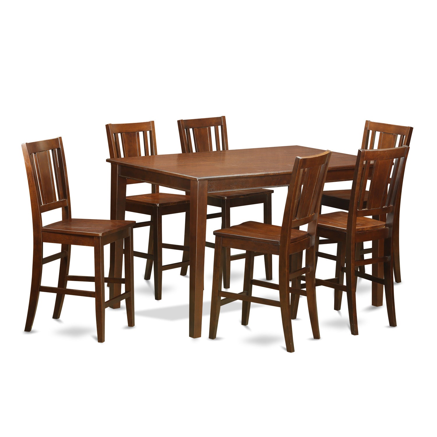 DUBU7H-MAH-W 7 Pc pub Table set- counter height Table and 6 counter height chair