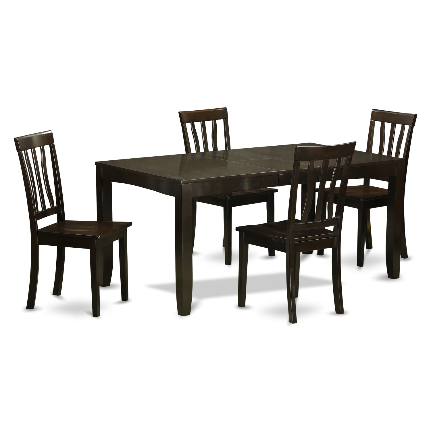 LYAN5-CAP-W 5 Pc Dining room set for 4-Dining Table with Leaf and 4 Kitchen Chairs.