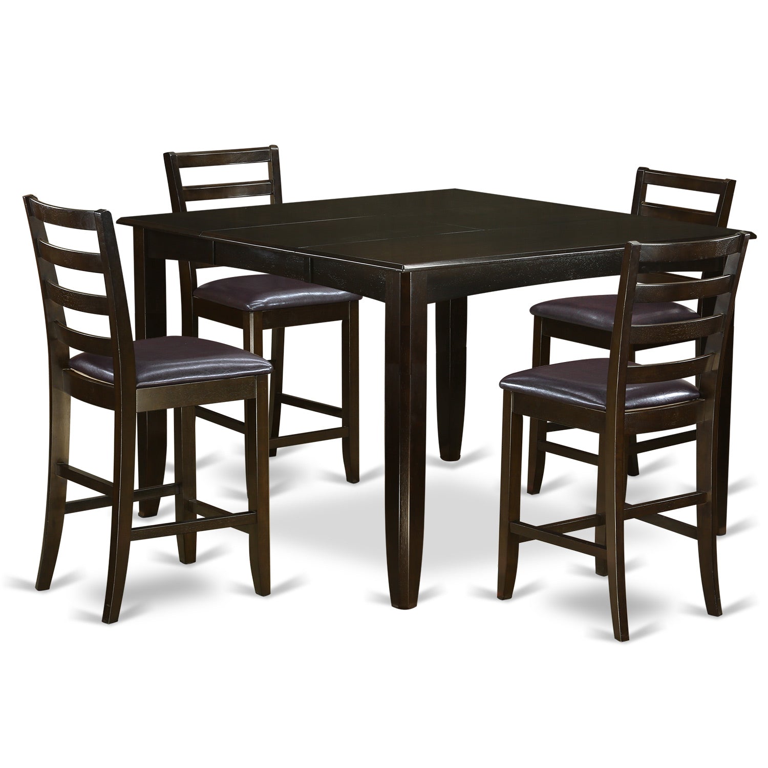 FAIR5-CAP-LC 5 PC Counter height Table set- Table and 4 Leather Stools