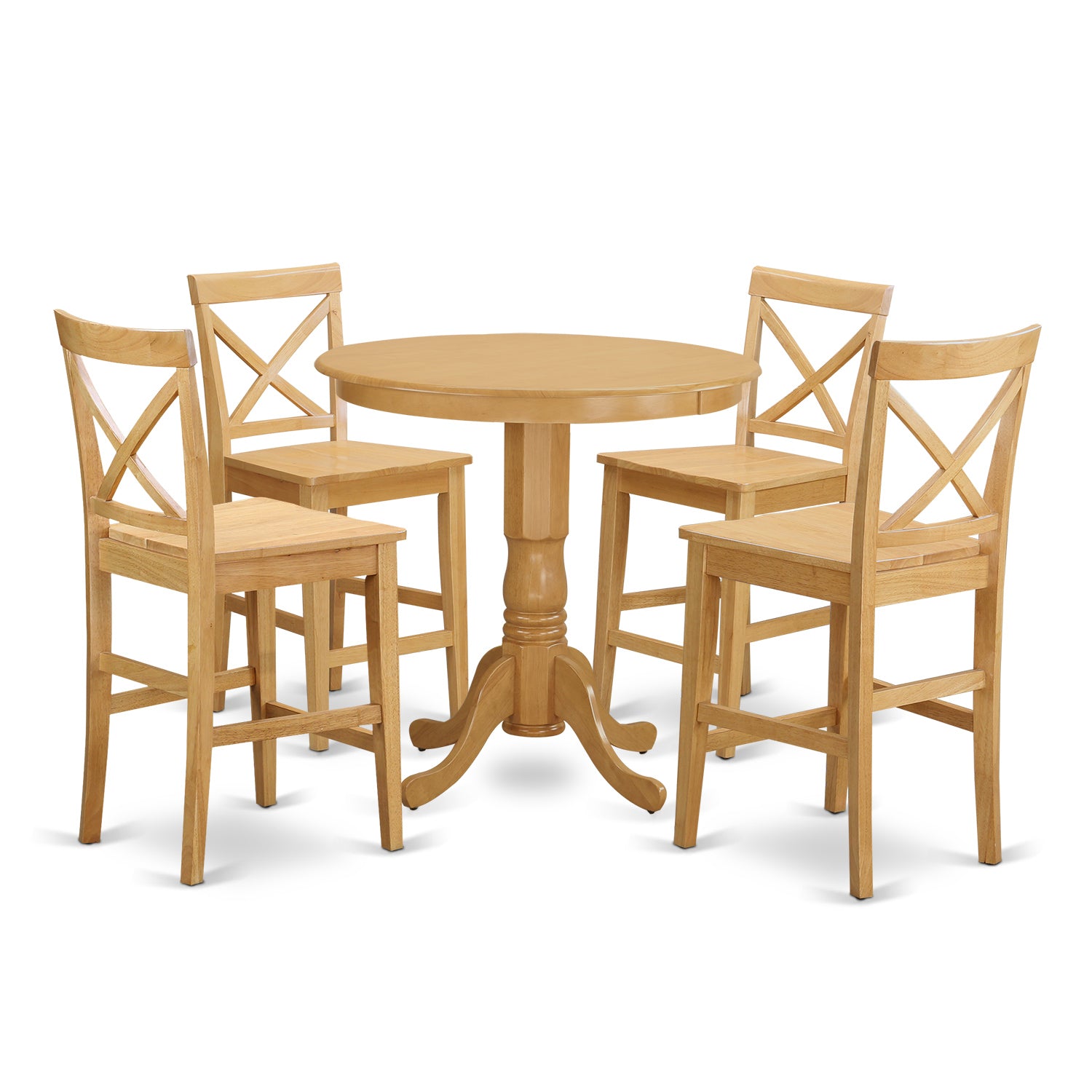 JAPB5-OAK-W 5 Pc counter height Dining room set - high top Table and 4 Kitchen Chairs.