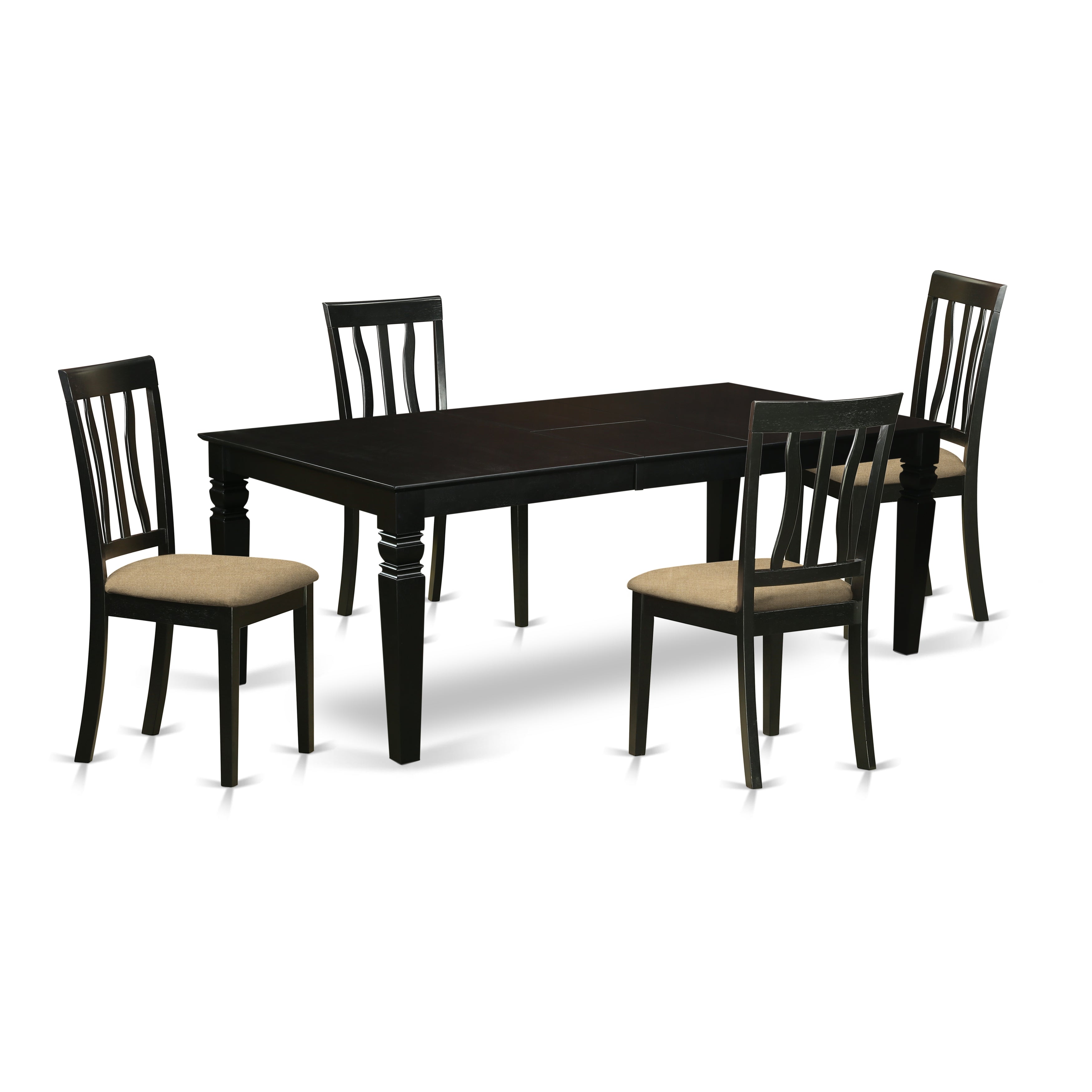 LGAN5-BLK-C 5 Pc Dining Room set with a Dining Table and 4 Microfiber Seat Dining Chairs in Black