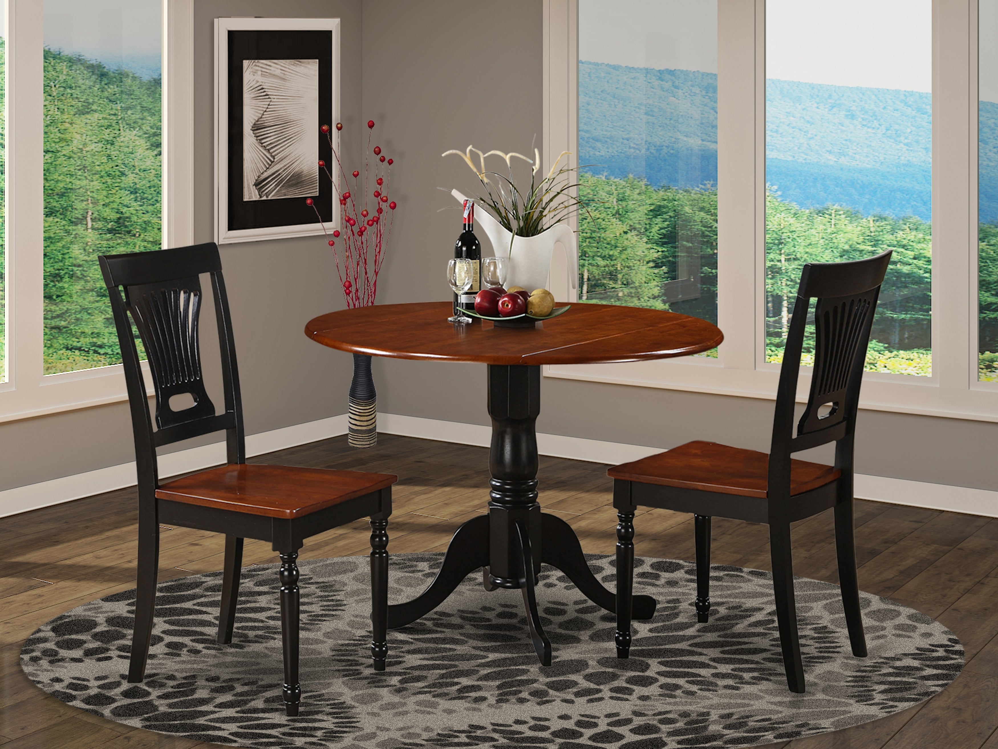 DLPL3-BCH-W 3 Pc small Kitchen Table and Chairs set-round Table and 2 dinette Chairs.