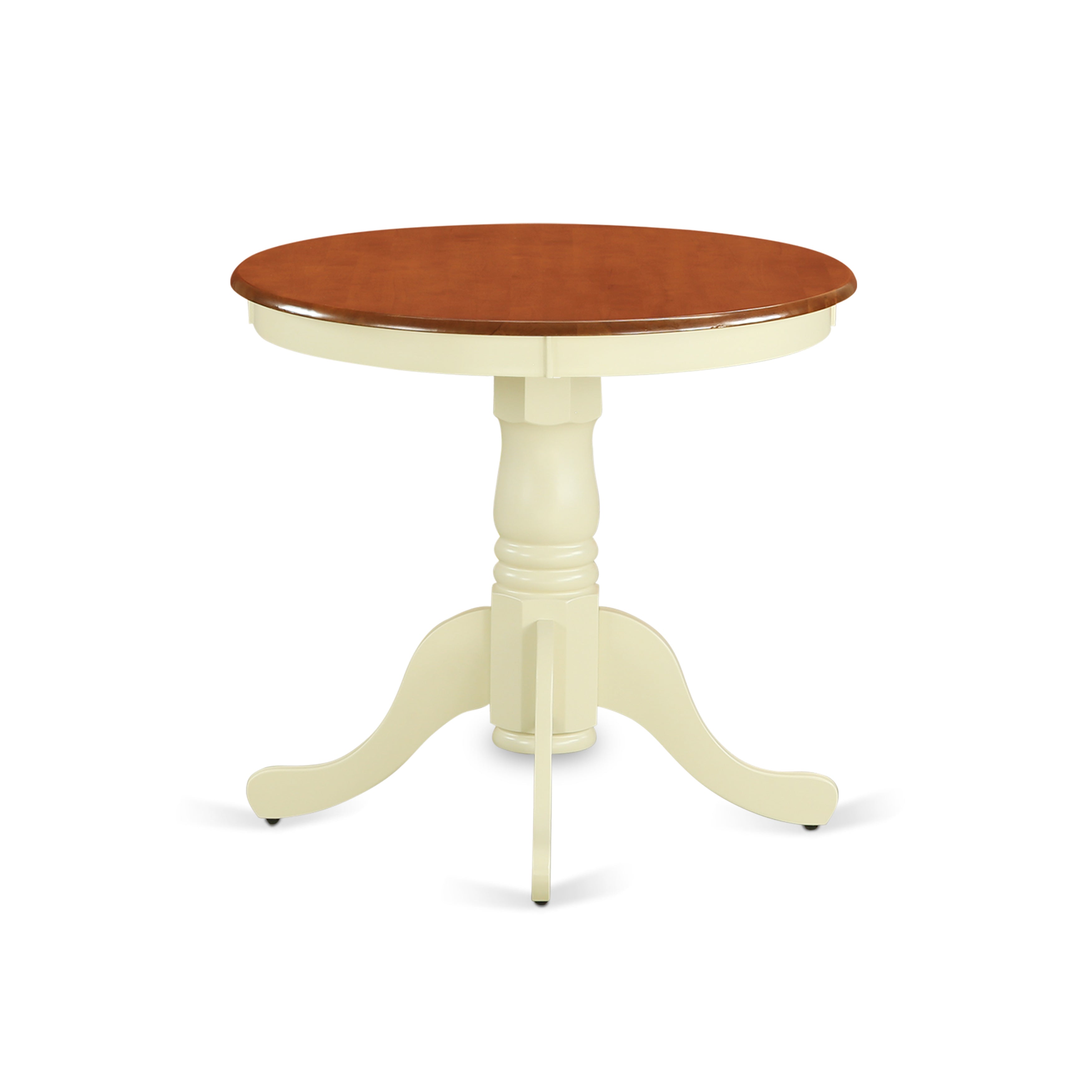 EMT-BMK-TP Edan Dining Table Made of Rubber Wood, 30 Inch Round, Buttermilk and Cherry Finish