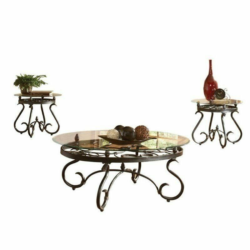 Lola 3 Piece Glass Occasional Coffee And End Table Set in Dark Brown