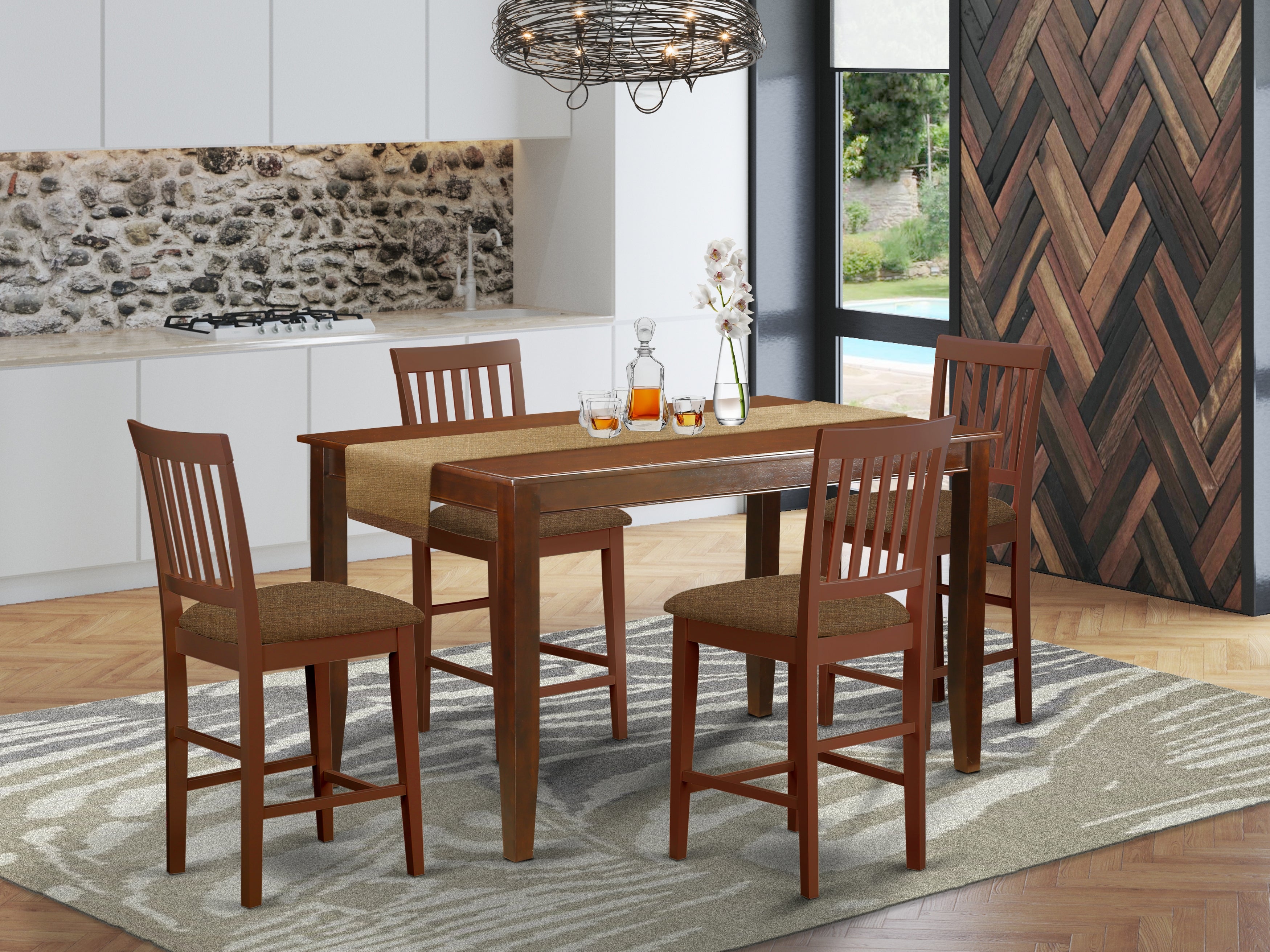 DUVN5H-MAH-C 5 Pc Counter height Table set- counter height Table and 4 counter height Chairs