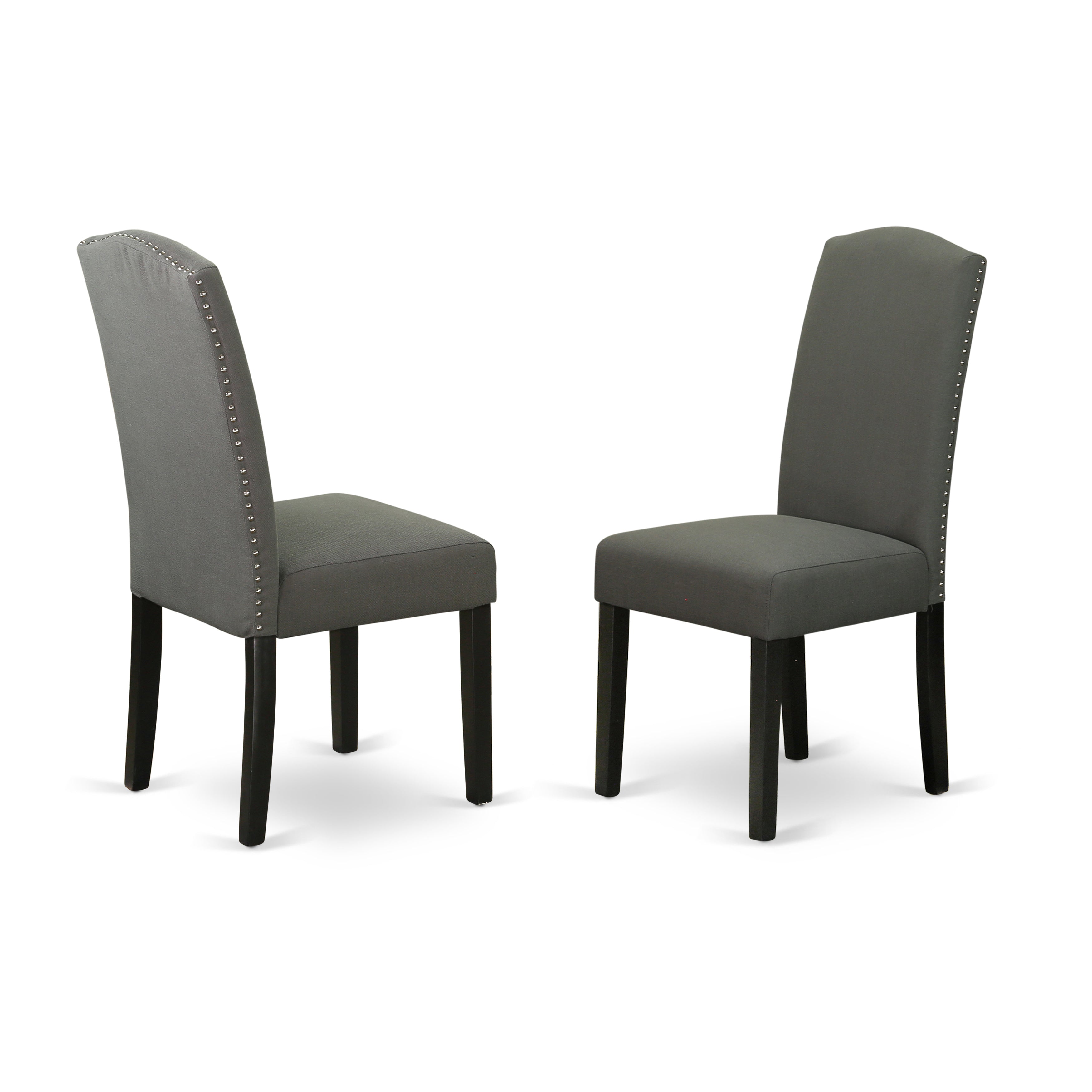 ENP1B20 Encinal parson Chair with Black Finish Leg and Linen fabric-Dark Gotham Grey Color