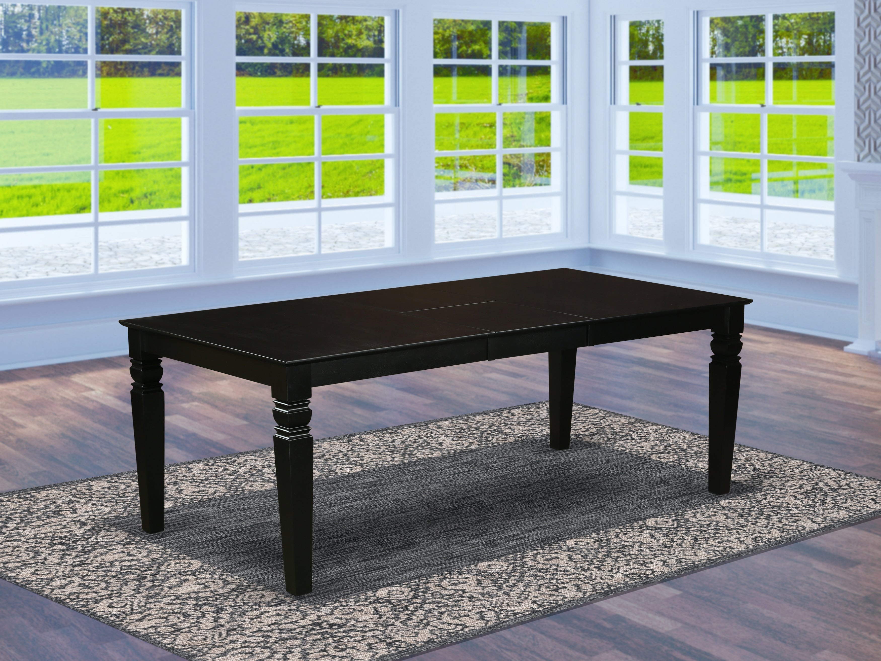 LGT-BLK-T Logan Dining Table with Wood Seat - Black White Finish.
