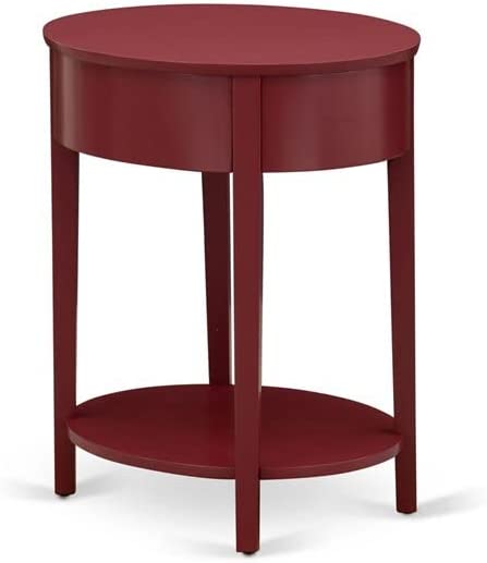 HI-13-ET Modern Solid Wood End Table w/ Drawer Burgundy Finish