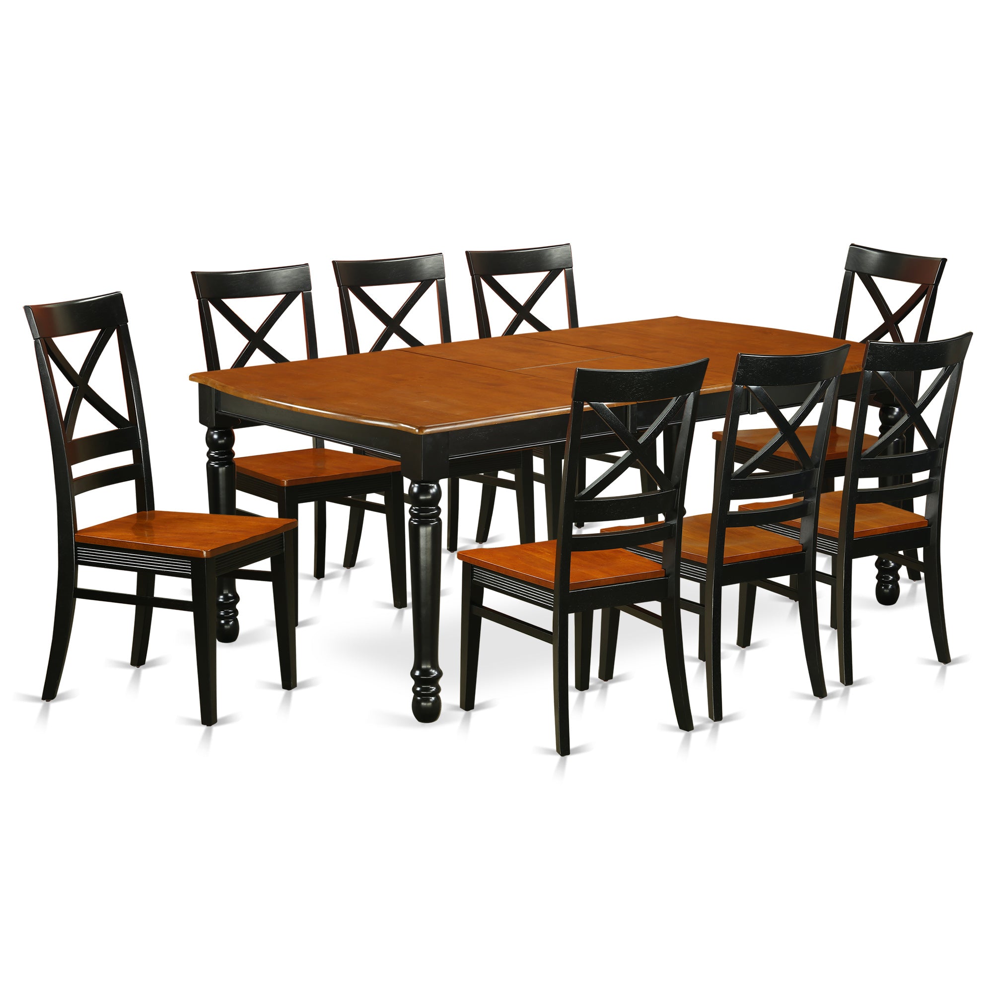 DOQU9-BCH-W 9 PC kitchen tables and chair set with one Dover dining table and 8 kitchen chairs in a Black and Cherry Finish