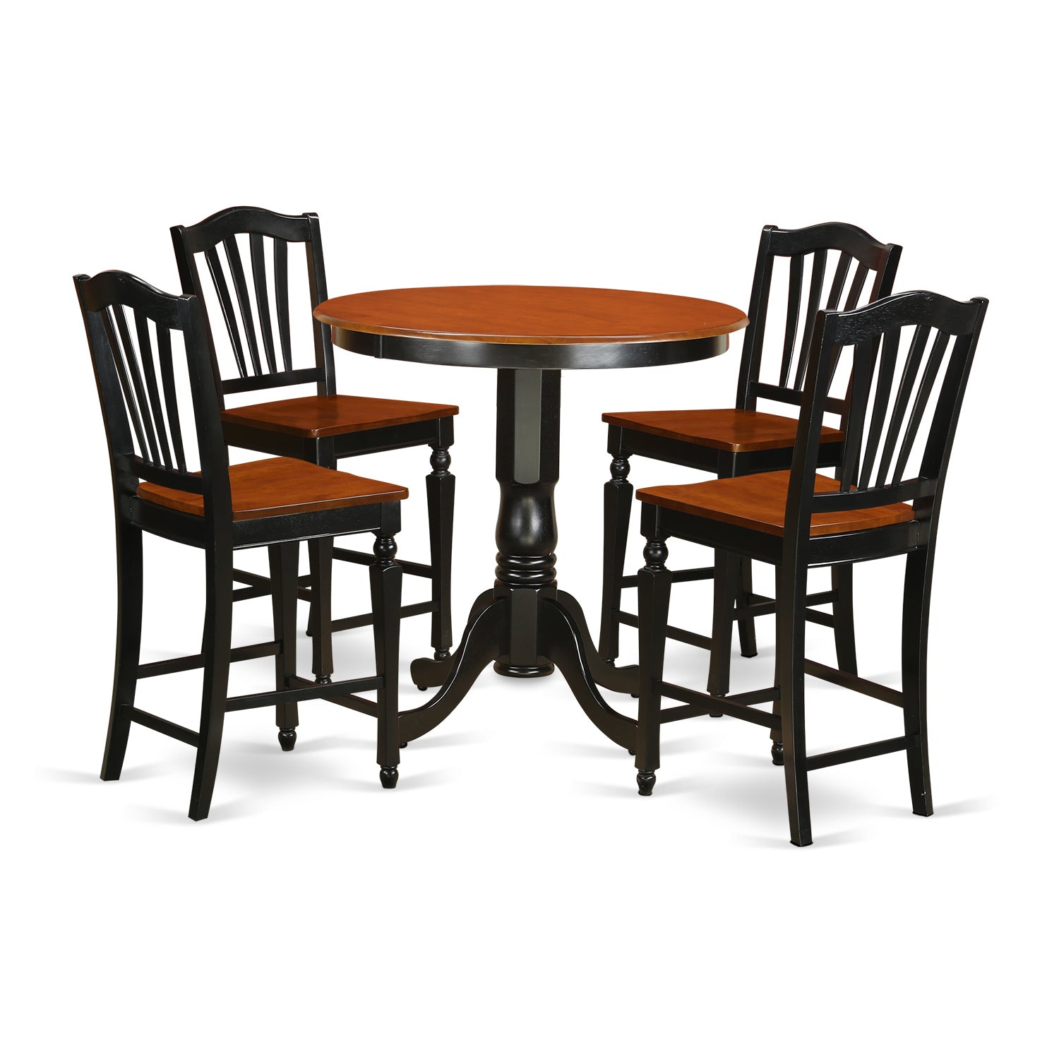 JACH5-BLK-W 5 Pc counter height Table and chair set-pub Table and 4 Dining Chairs