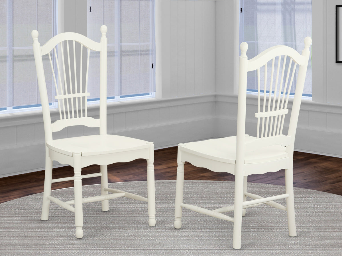 DOC-LWH-W Dover Dining Room Chairs With Wood Seat - Finished in Linen White