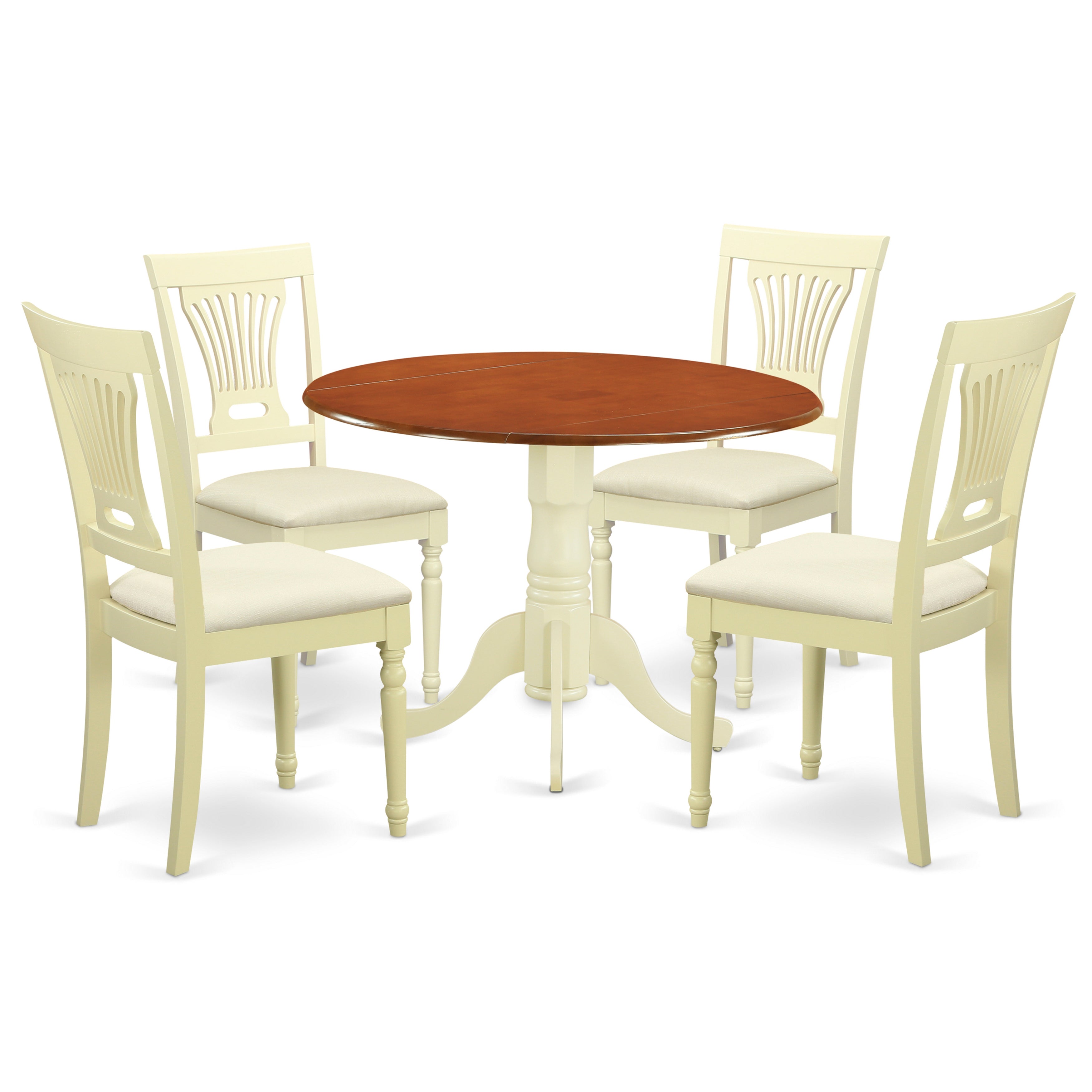 DLPL5-BMK-C 5 PC Kitchen Table set-Dining Table and 4 Wooden Kitchen Chairs in Buttermilk and Cherry
