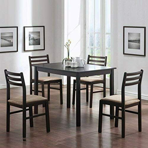 Espresso Veneer Ladder back 5-piece Dinette Dining Table Set