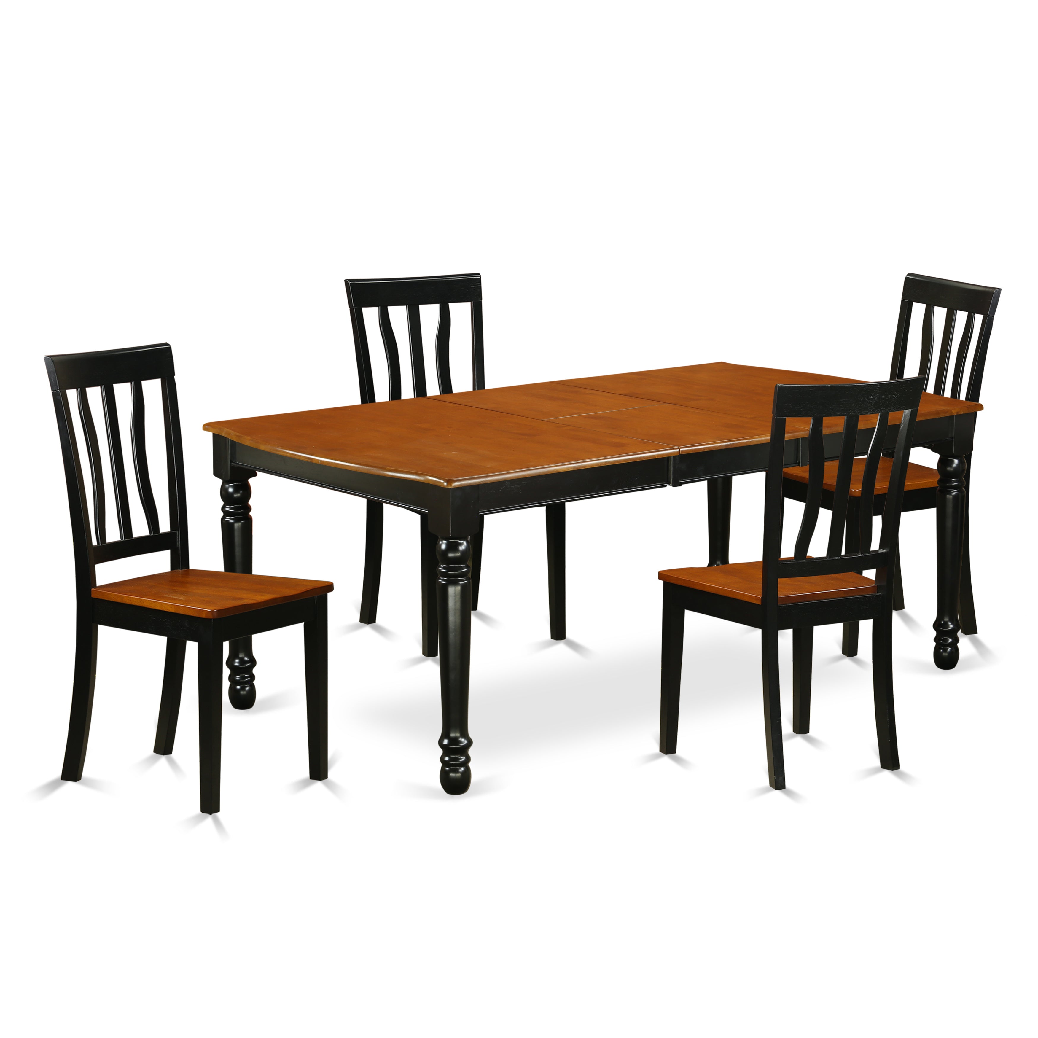 DOAN5-BCH-W 5 PC kitchen tables and chair set with one Dover dining table and 4 kitchen chairs in a Black and Cherry Finish