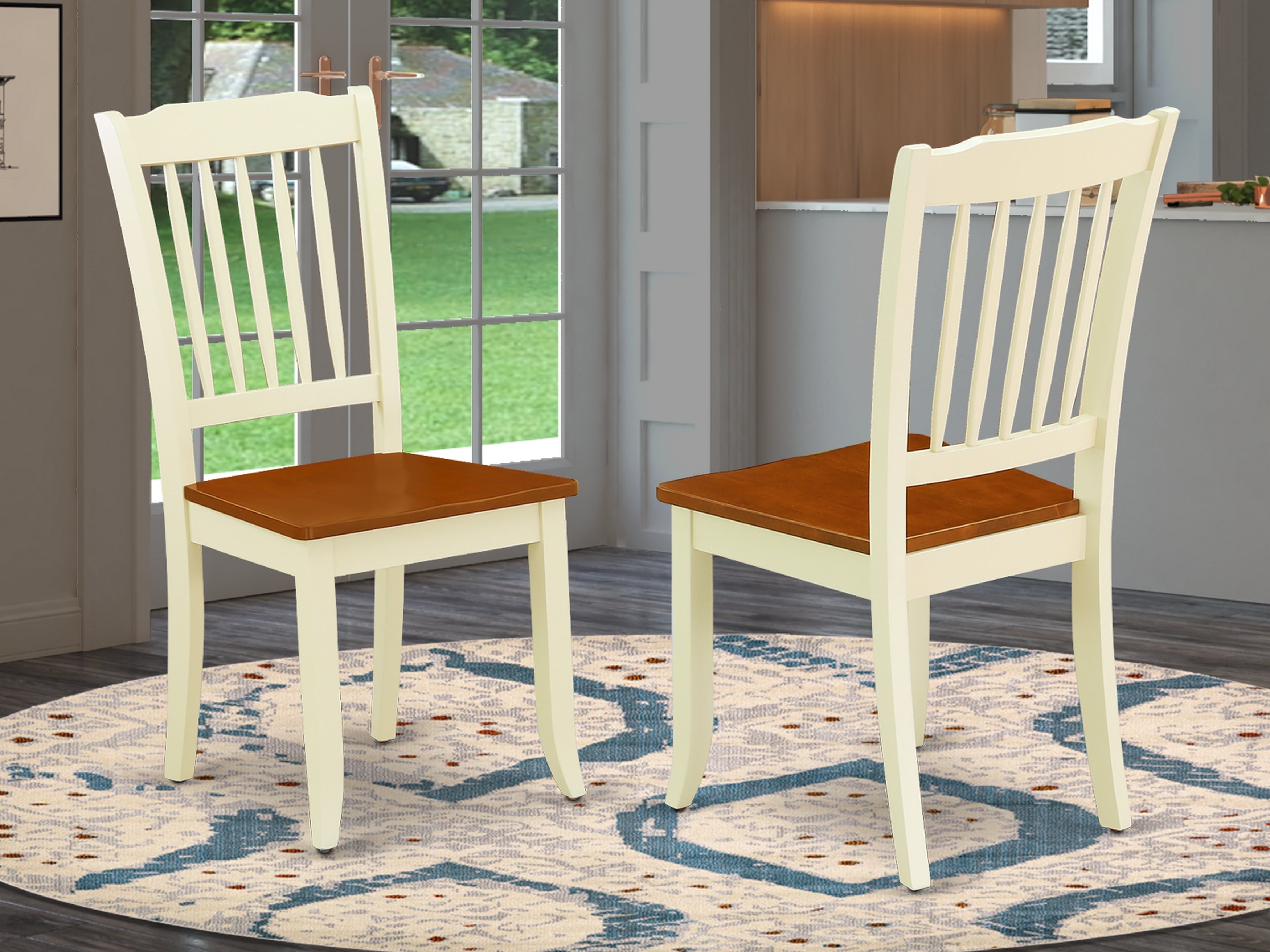 DAC-BMK-W Danbury vertical slatted back chairs in buttermilk finish