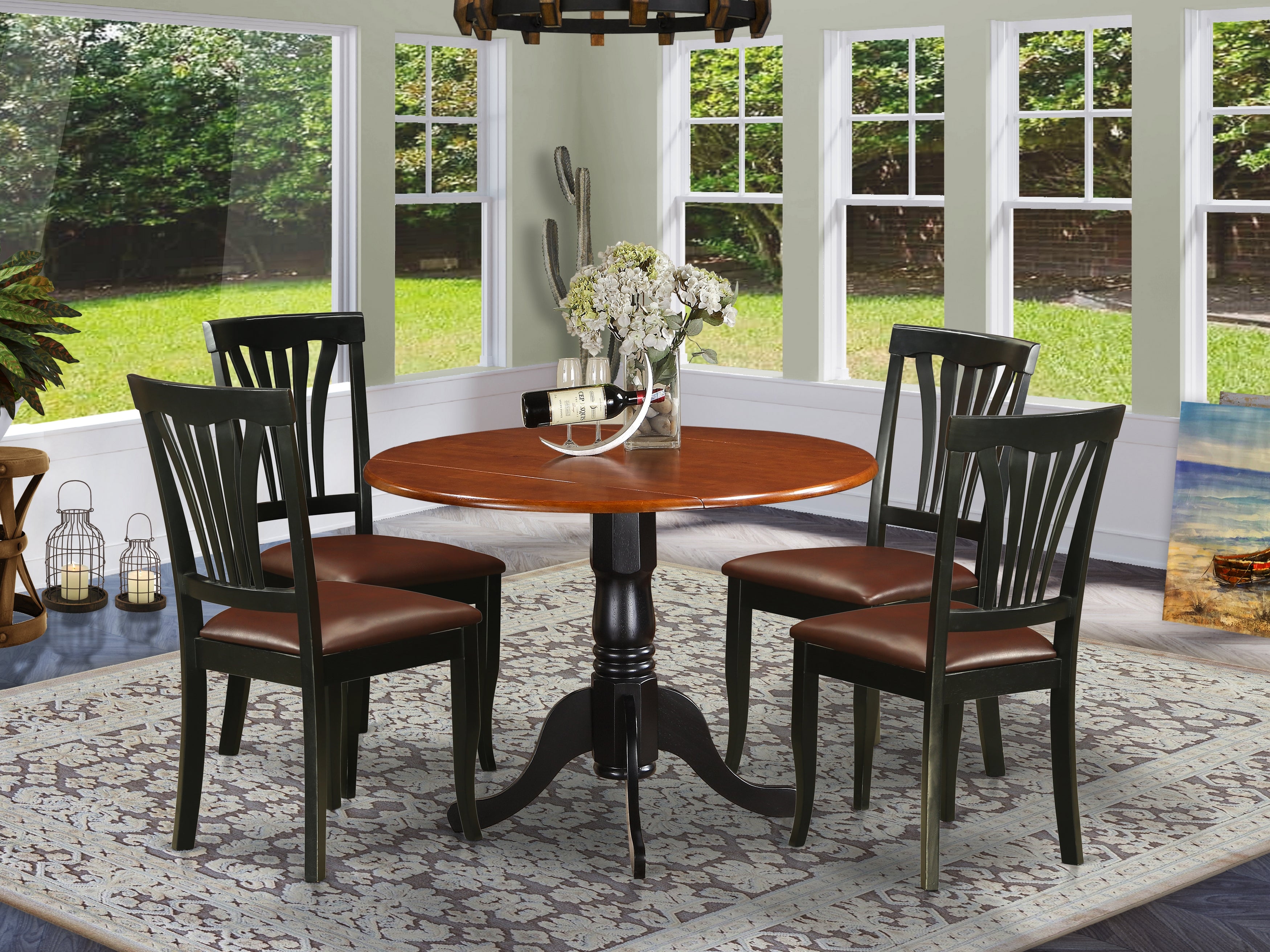 DLAV5-BCH-LC 5 PC Kitchen Table set-Dining Table and 4 Kitchen Chairs