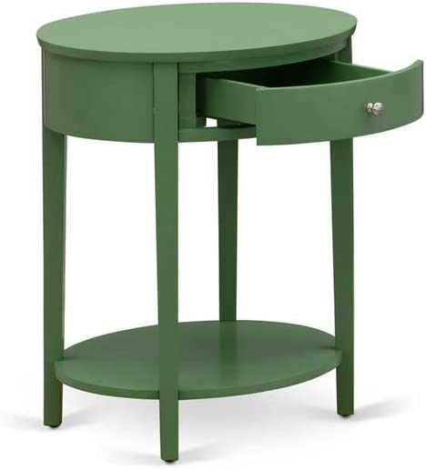 HI-12-ET Solid Wood Mid Century Modern Nightstand W/ Drawer Clover Green Finish