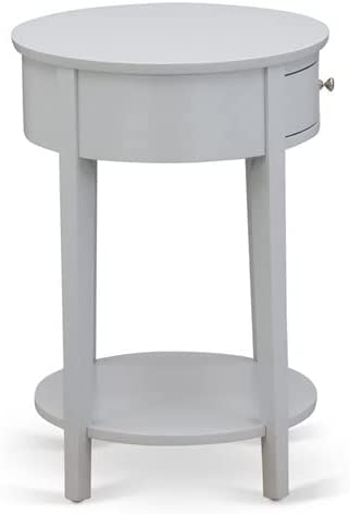 HI-14-ET Solid Wood End Table w/ Drawer Urban Gray Finish