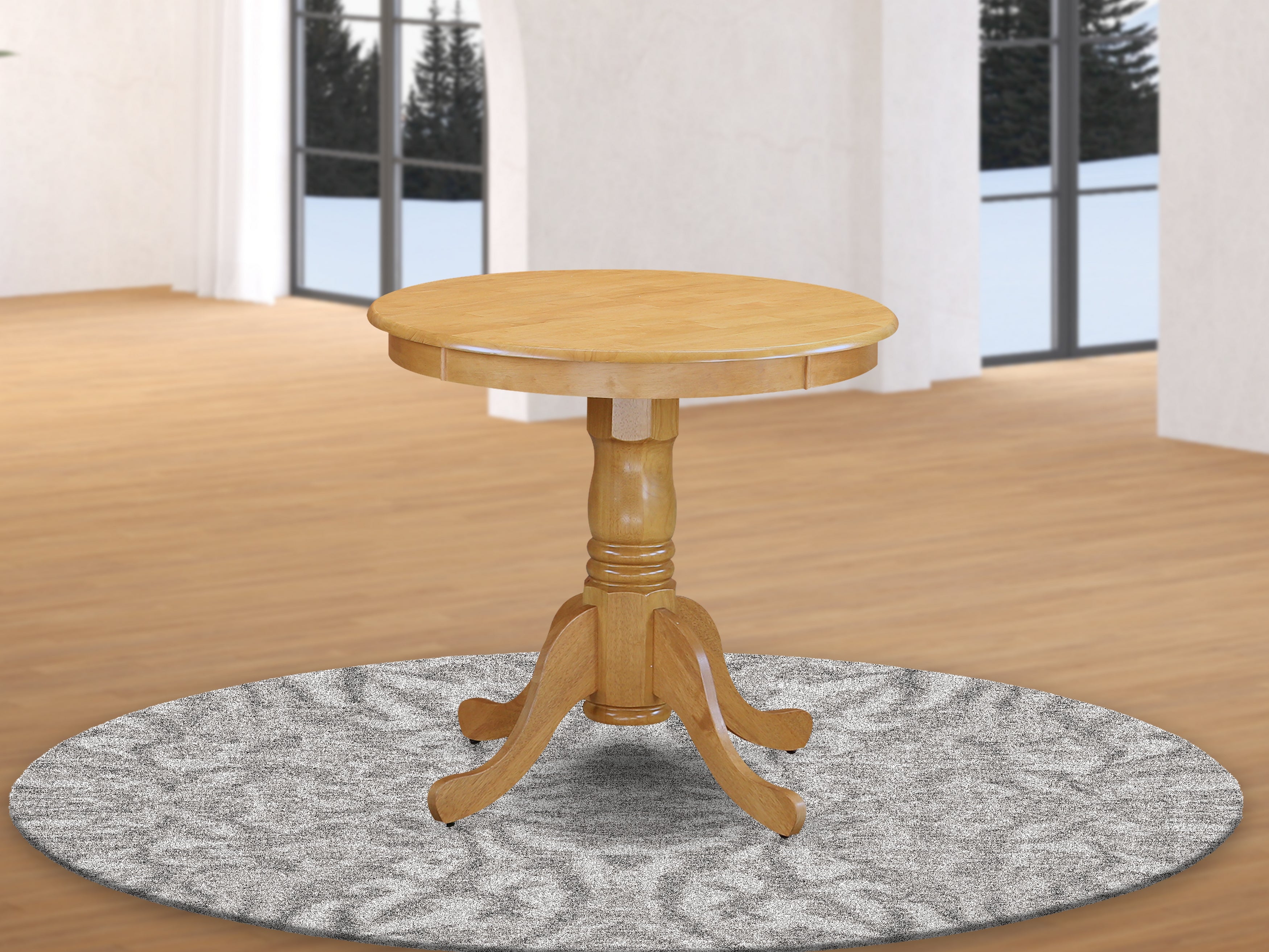 EMT-OAK-TP Edan Dining Table Made of Rubber Wood, 30 Inch Round, Oak Finish