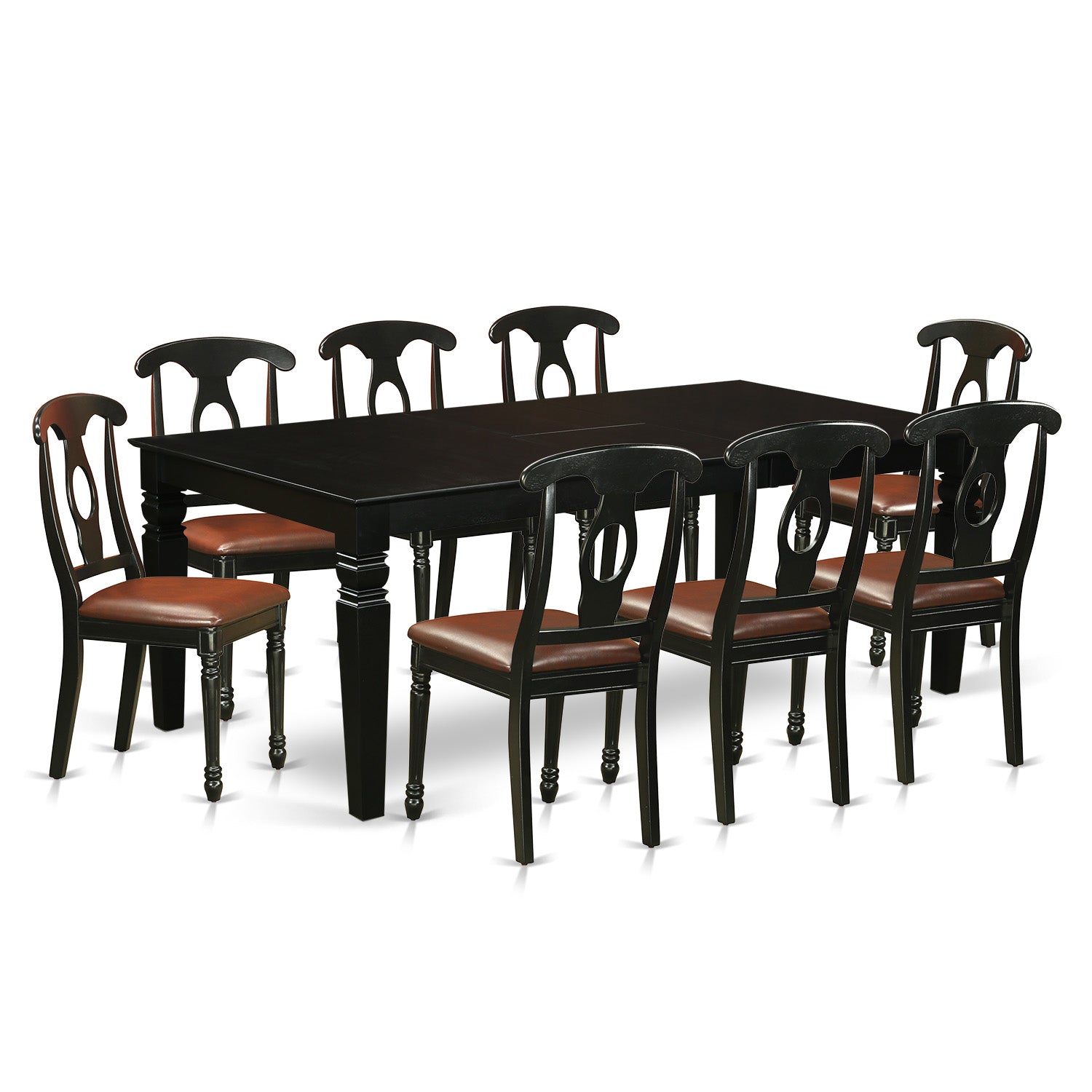 LGKE9-BLK-LC 9 Pc Dining set with a Dining Table and 8 Leather Dining Chairs in Black
